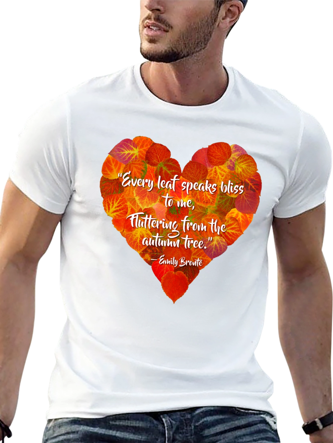 Autumn Leaves Heart T-Shirt - Emily Bronte Quote