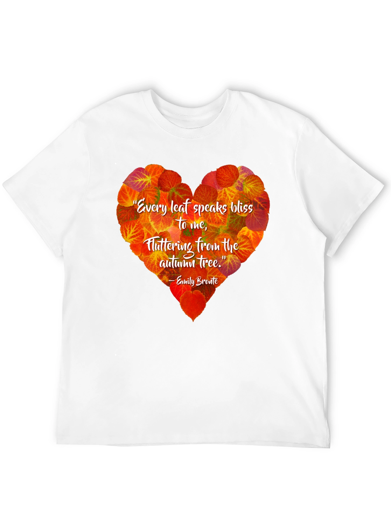 Autumn Leaves Heart T-Shirt - Emily Bronte Quote
