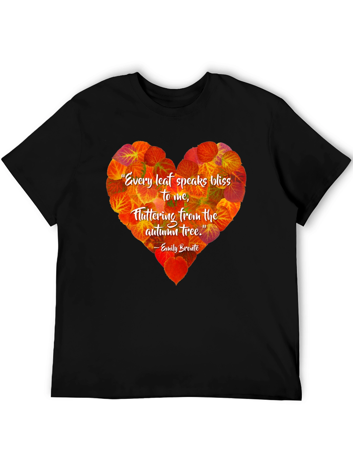 Autumn Leaves Heart T-Shirt - Emily Bronte Quote