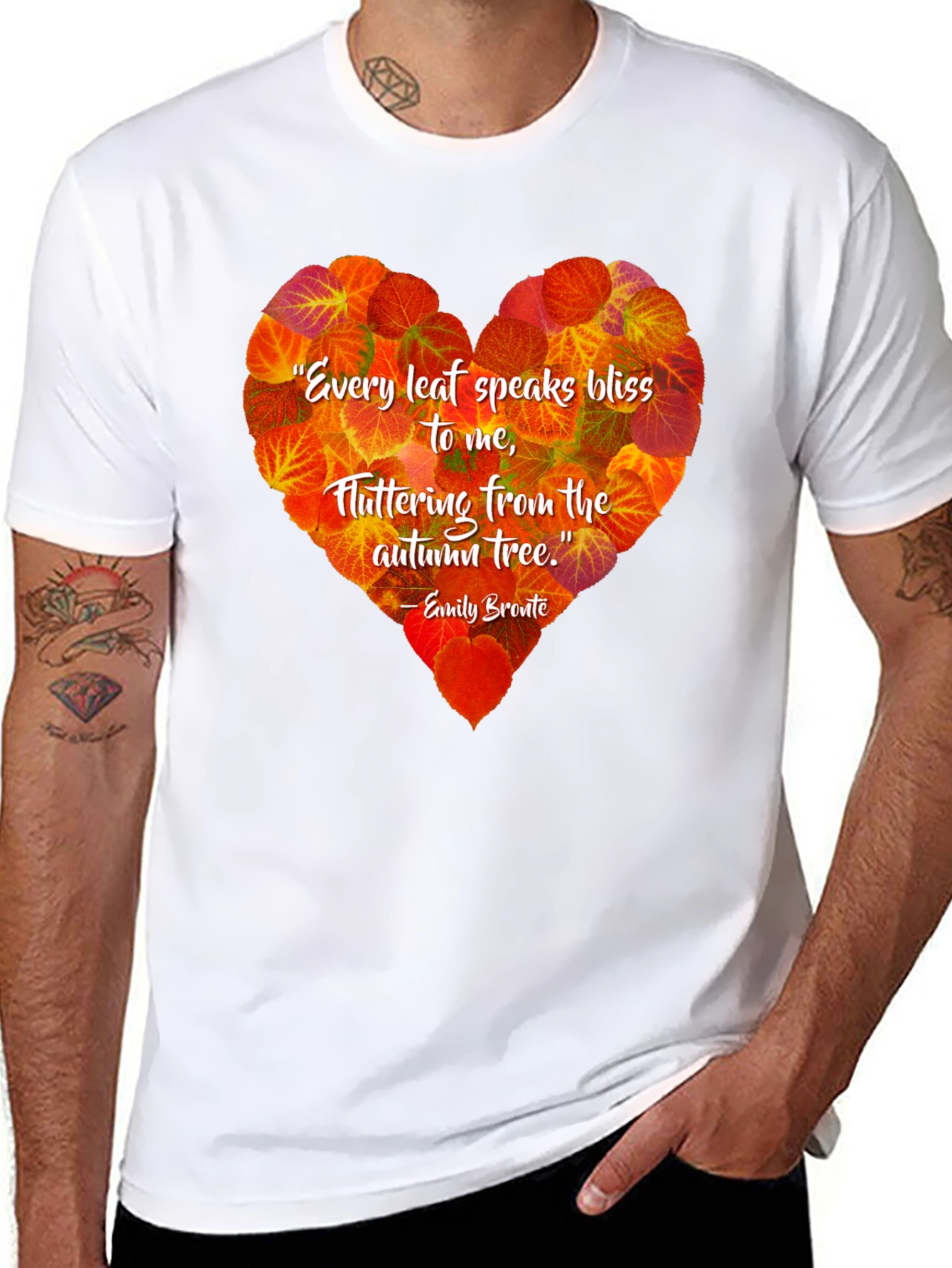 Autumn Leaves Heart T-Shirt - Emily Bronte Quote