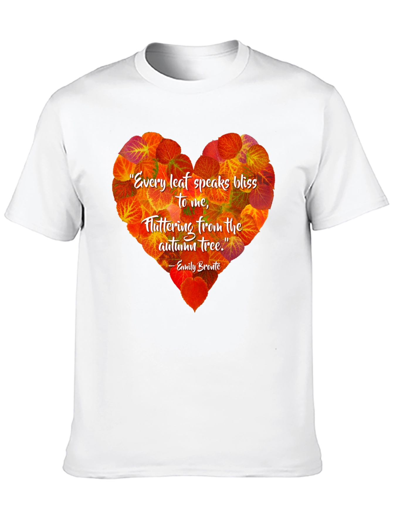 Autumn Leaves Heart T-Shirt - Emily Bronte Quote