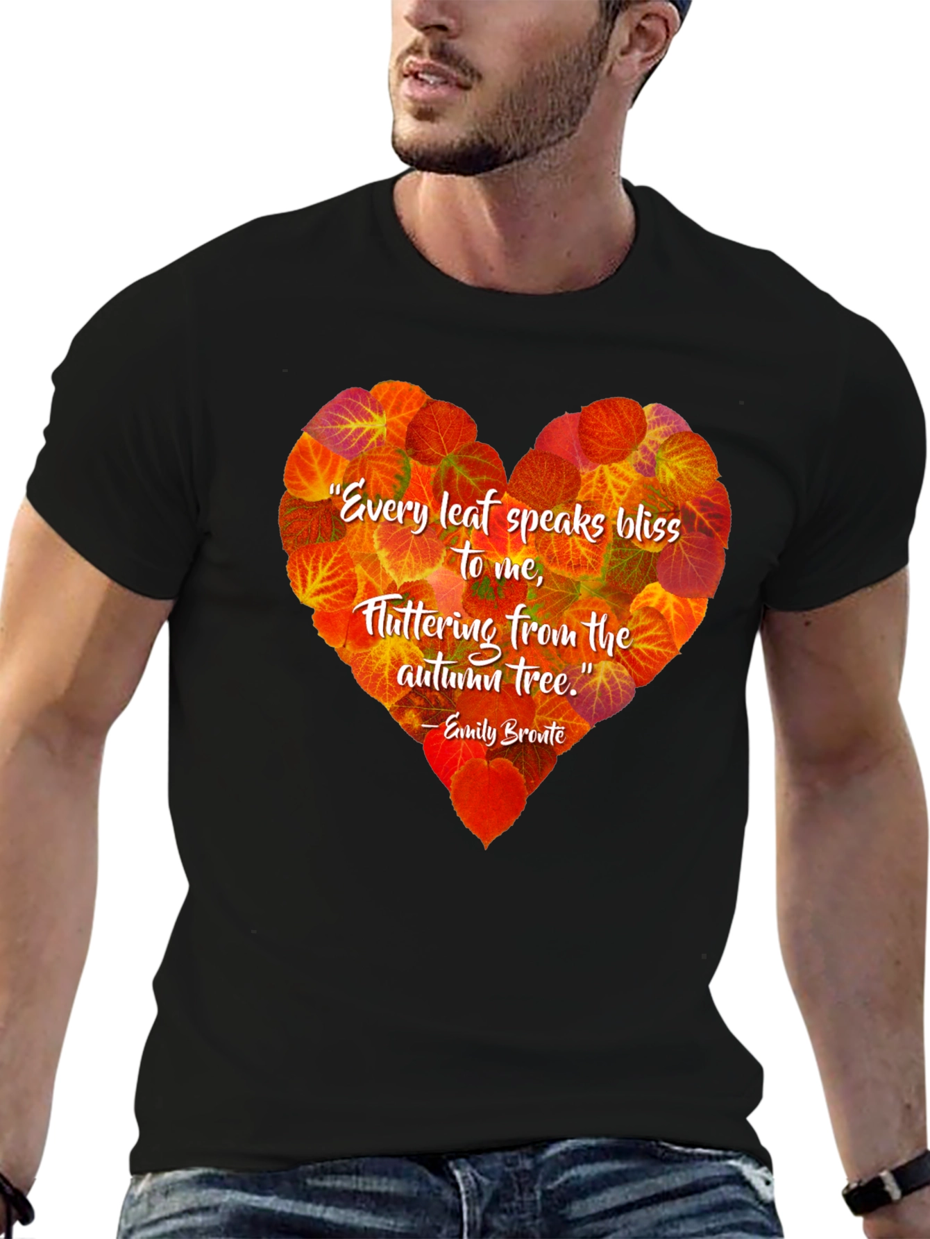 Autumn Leaves Heart T-Shirt - Emily Bronte Quote