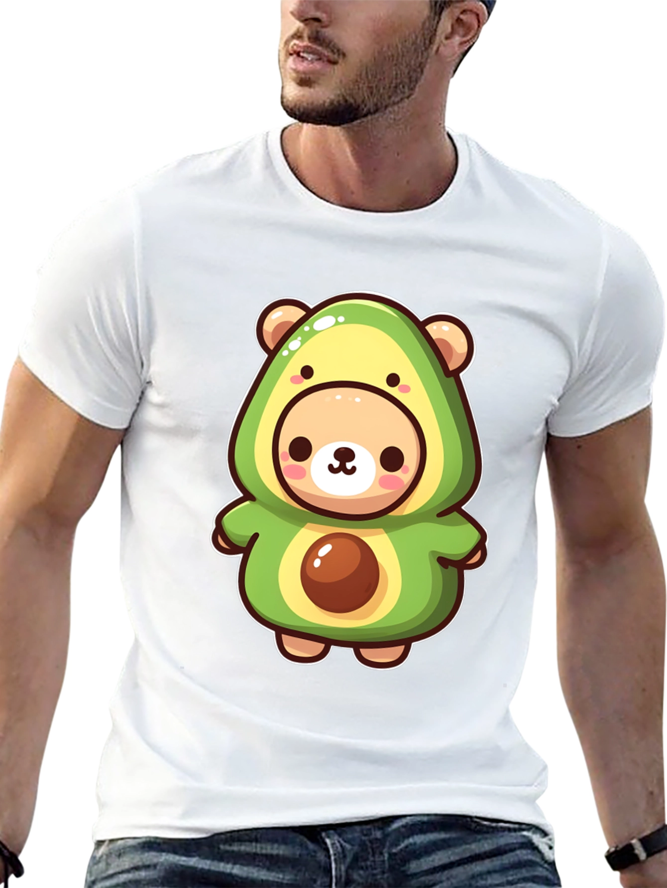 Cute Avocado Bear Black T-Shirt