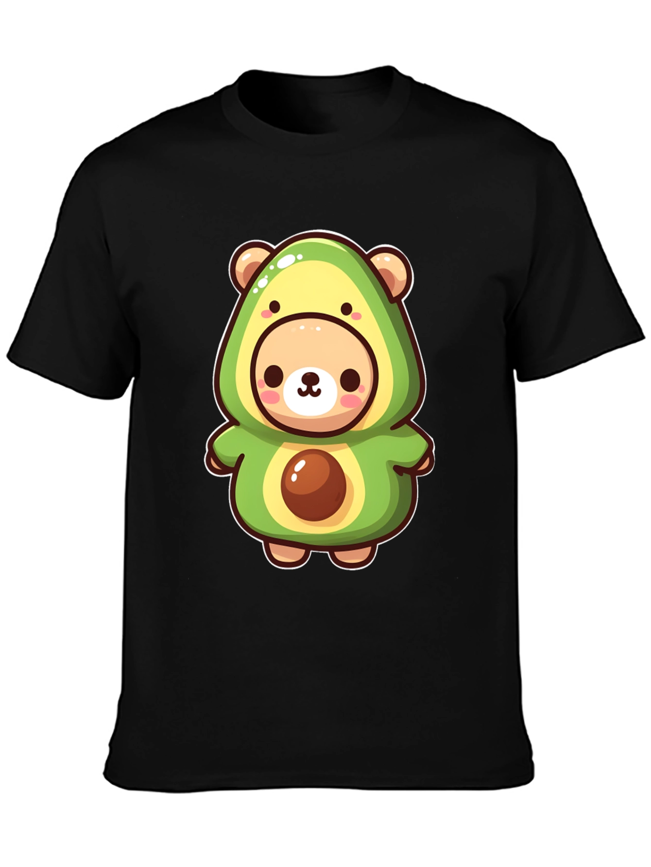 Cute Avocado Bear Black T-Shirt