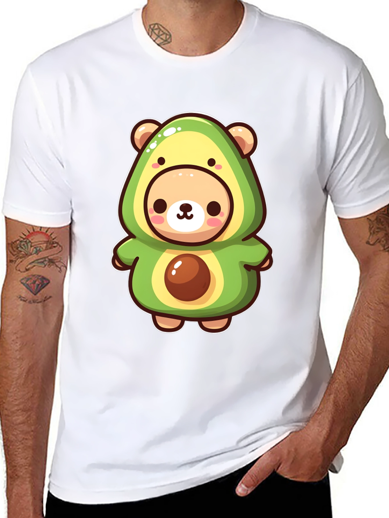 Cute Avocado Bear Black T-Shirt