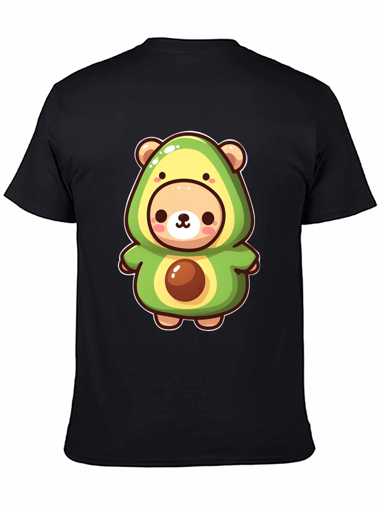 Cute Avocado Bear Black T-Shirt