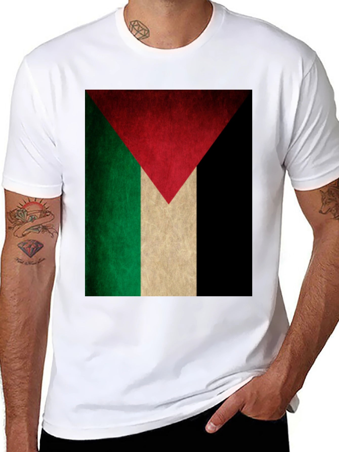Palestine Flag Graphic Tee - Black T-Shirt