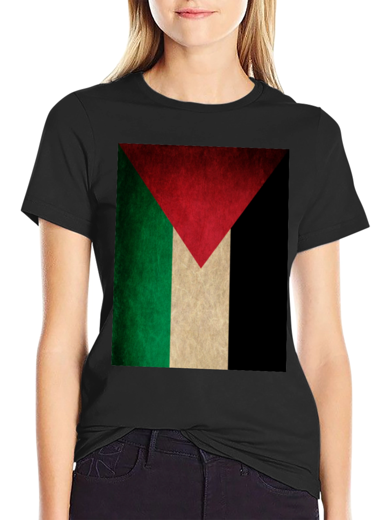 Palestine Flag Graphic Tee - Black T-Shirt