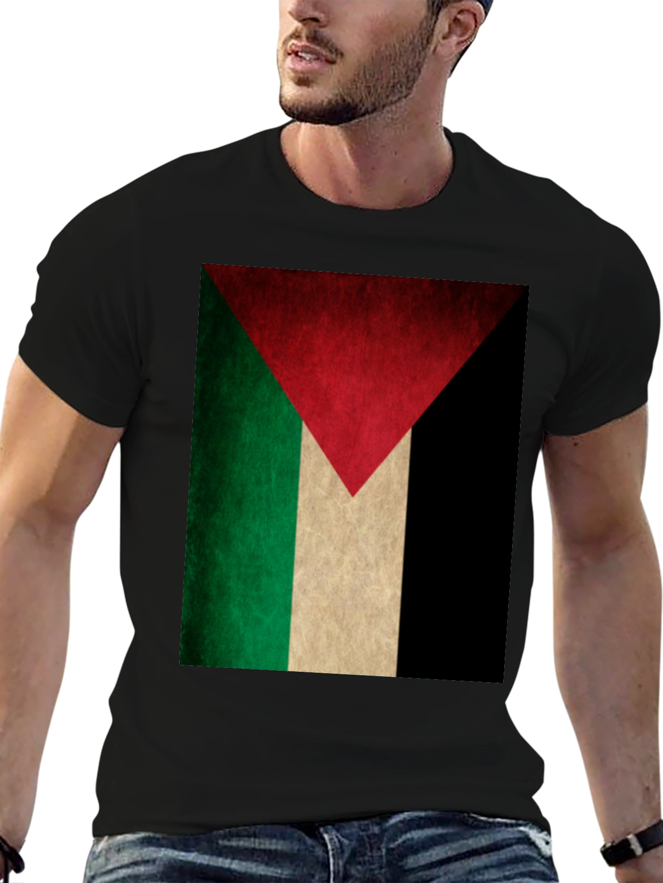 Palestine Flag Graphic Tee - Black T-Shirt