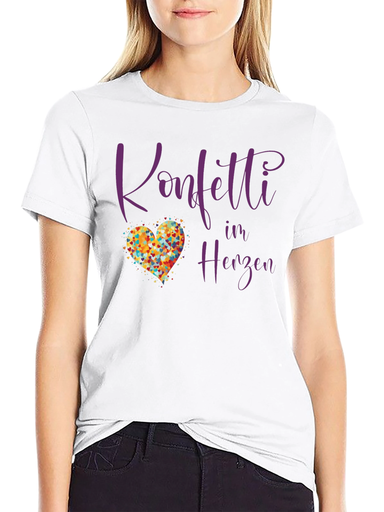 Confetti in Herzen Black T-Shirt