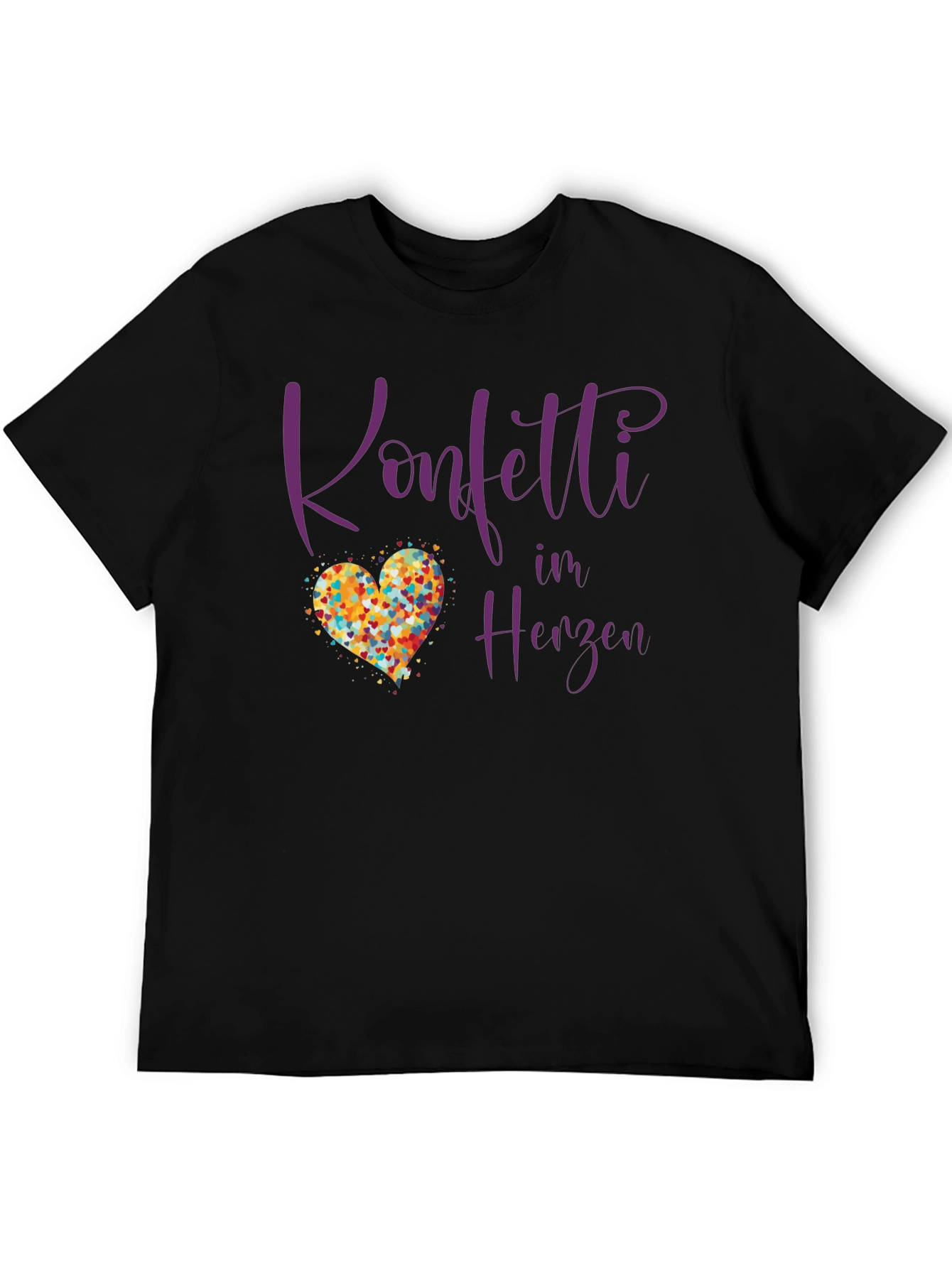 Confetti in Herzen Black T-Shirt
