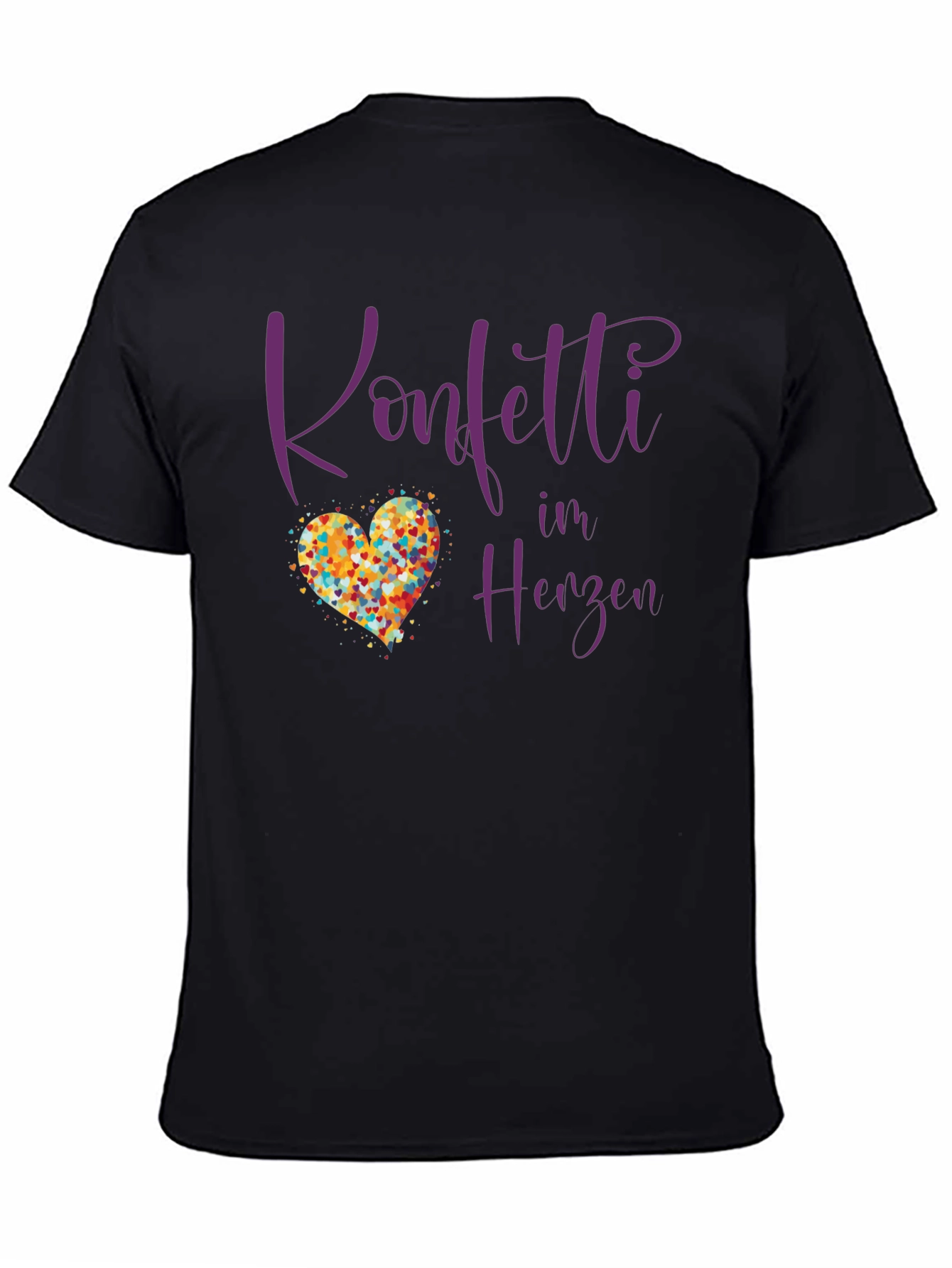 Confetti in Herzen Black T-Shirt