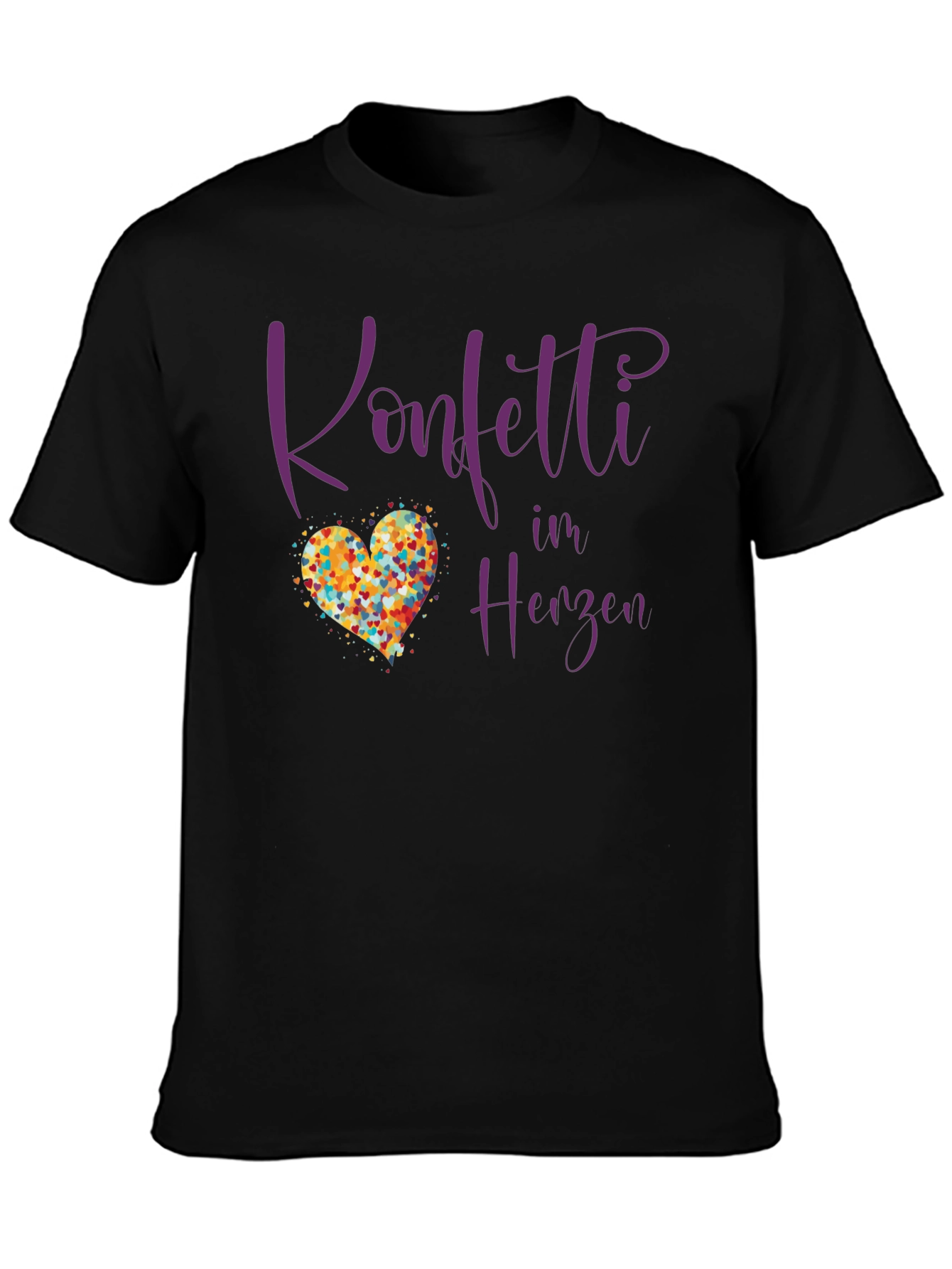Confetti in Herzen Black T-Shirt