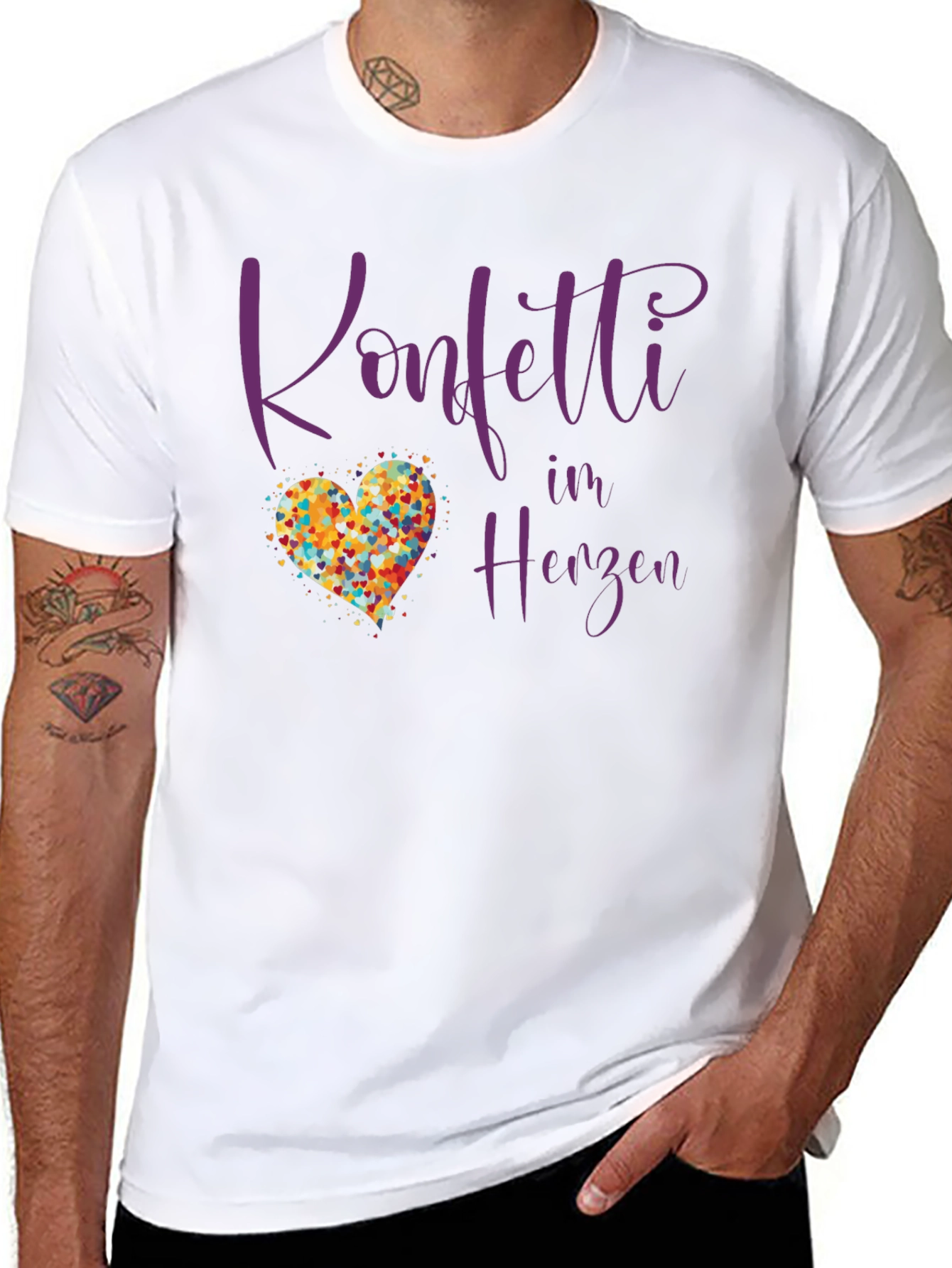 Confetti in Herzen Black T-Shirt