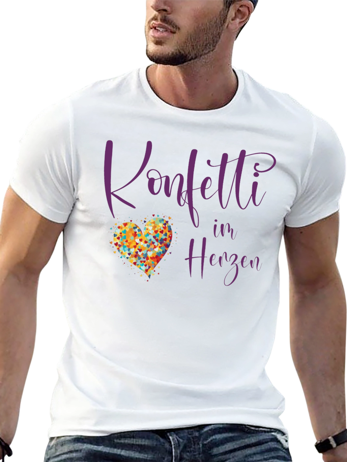 Confetti in Herzen Black T-Shirt