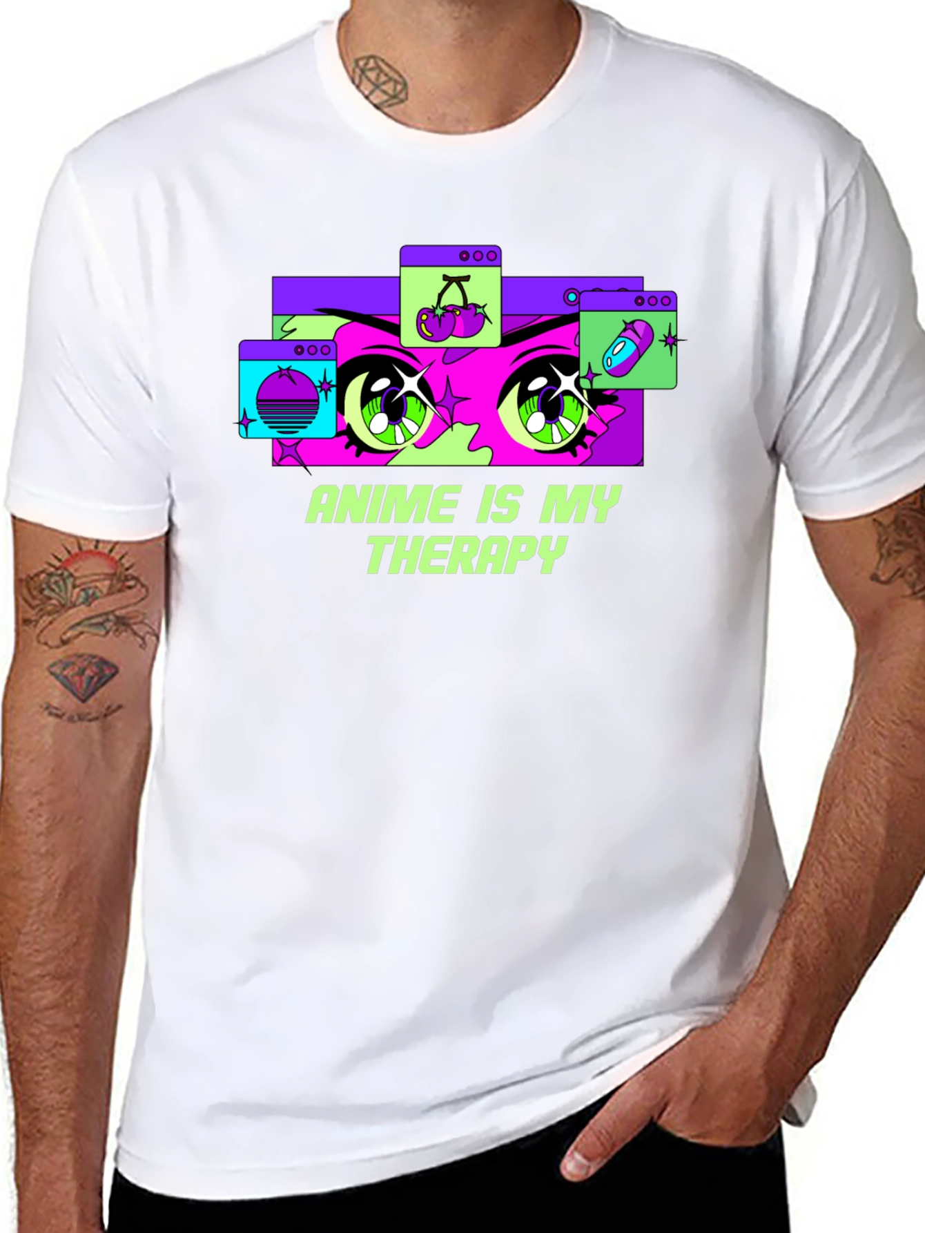 Anime Therapy T-Shirt - Black Graphic Tee