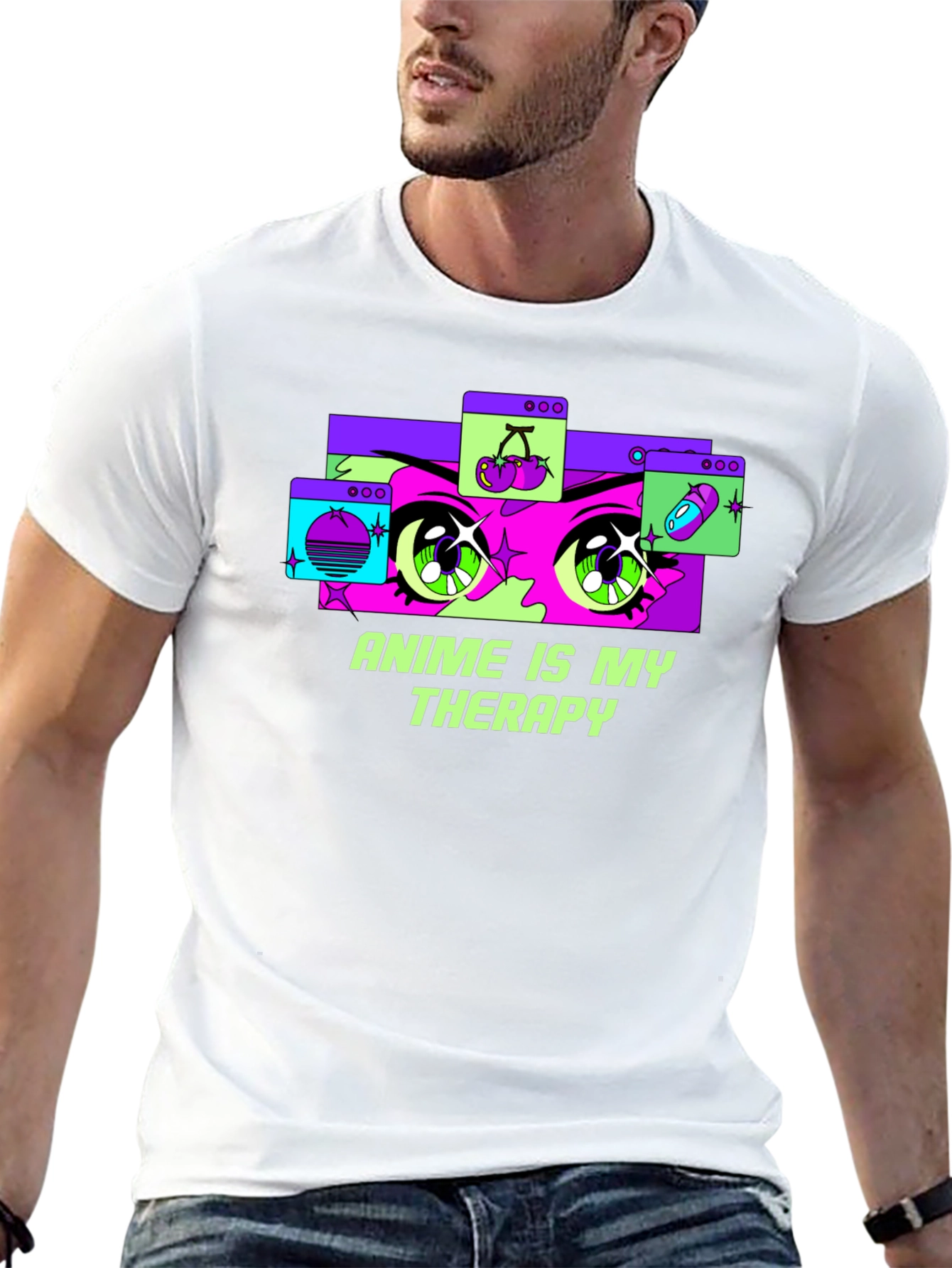 Anime Therapy T-Shirt - Black Graphic Tee