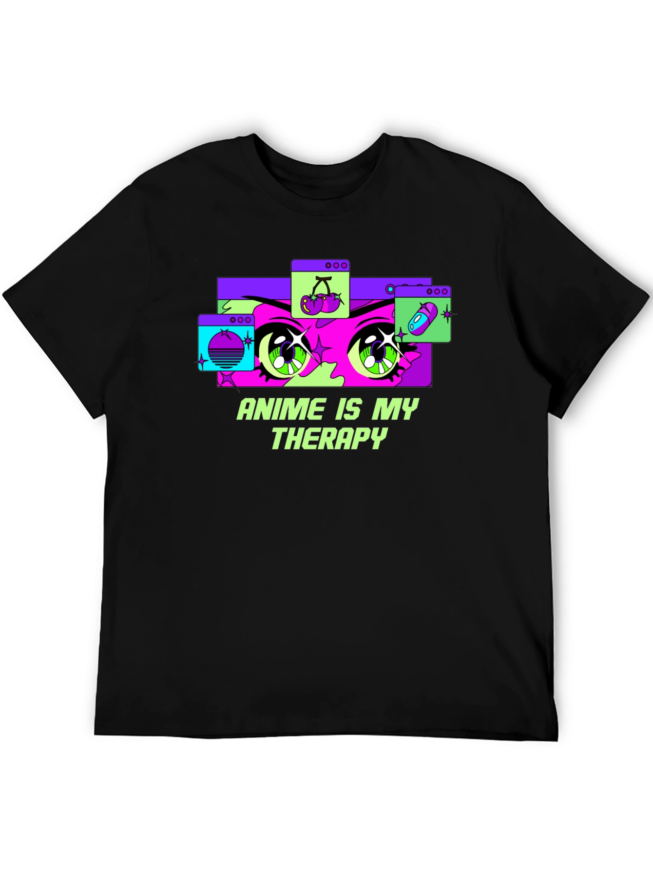 Anime Therapy T-Shirt - Black Graphic Tee