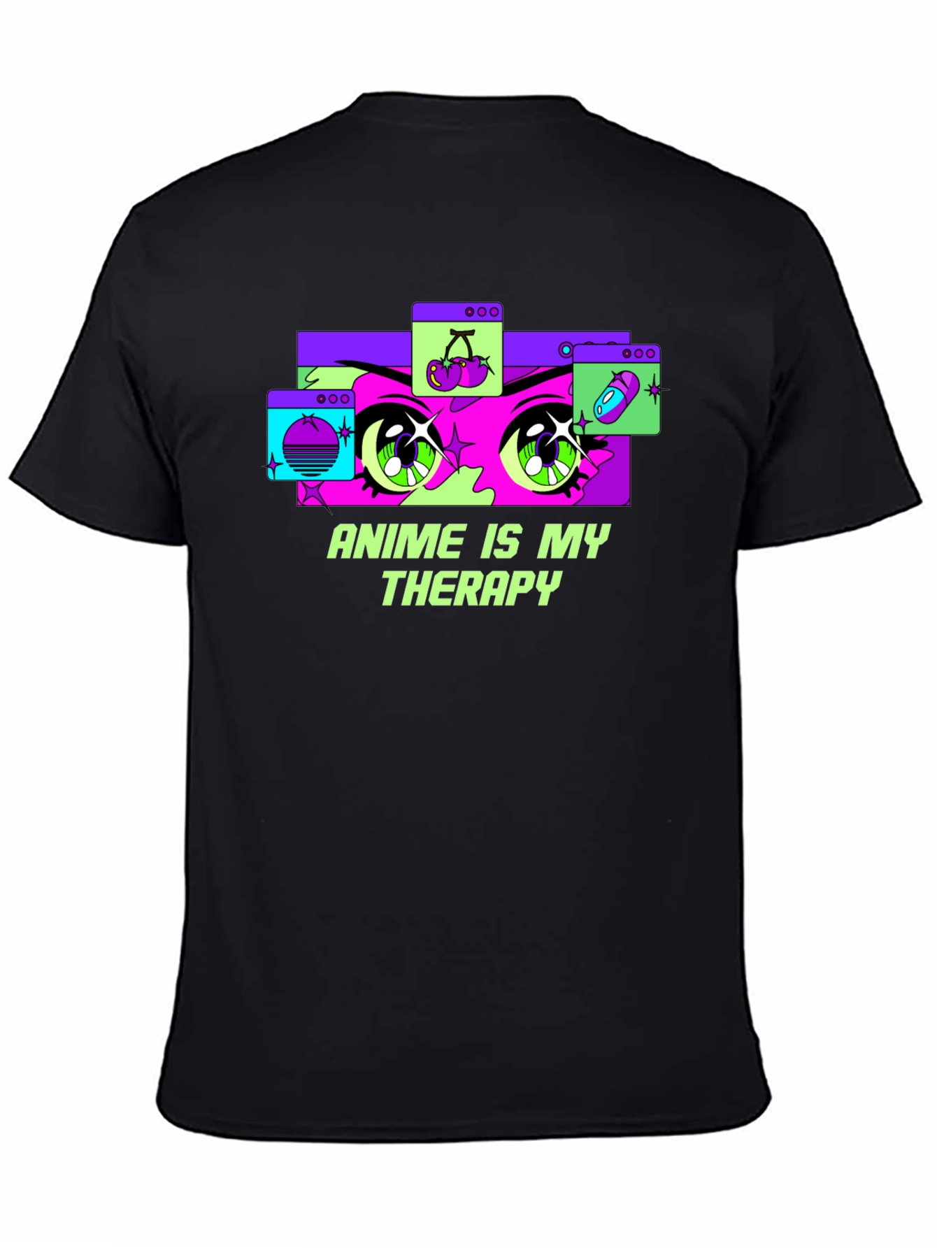 Anime Therapy T-Shirt - Black Graphic Tee
