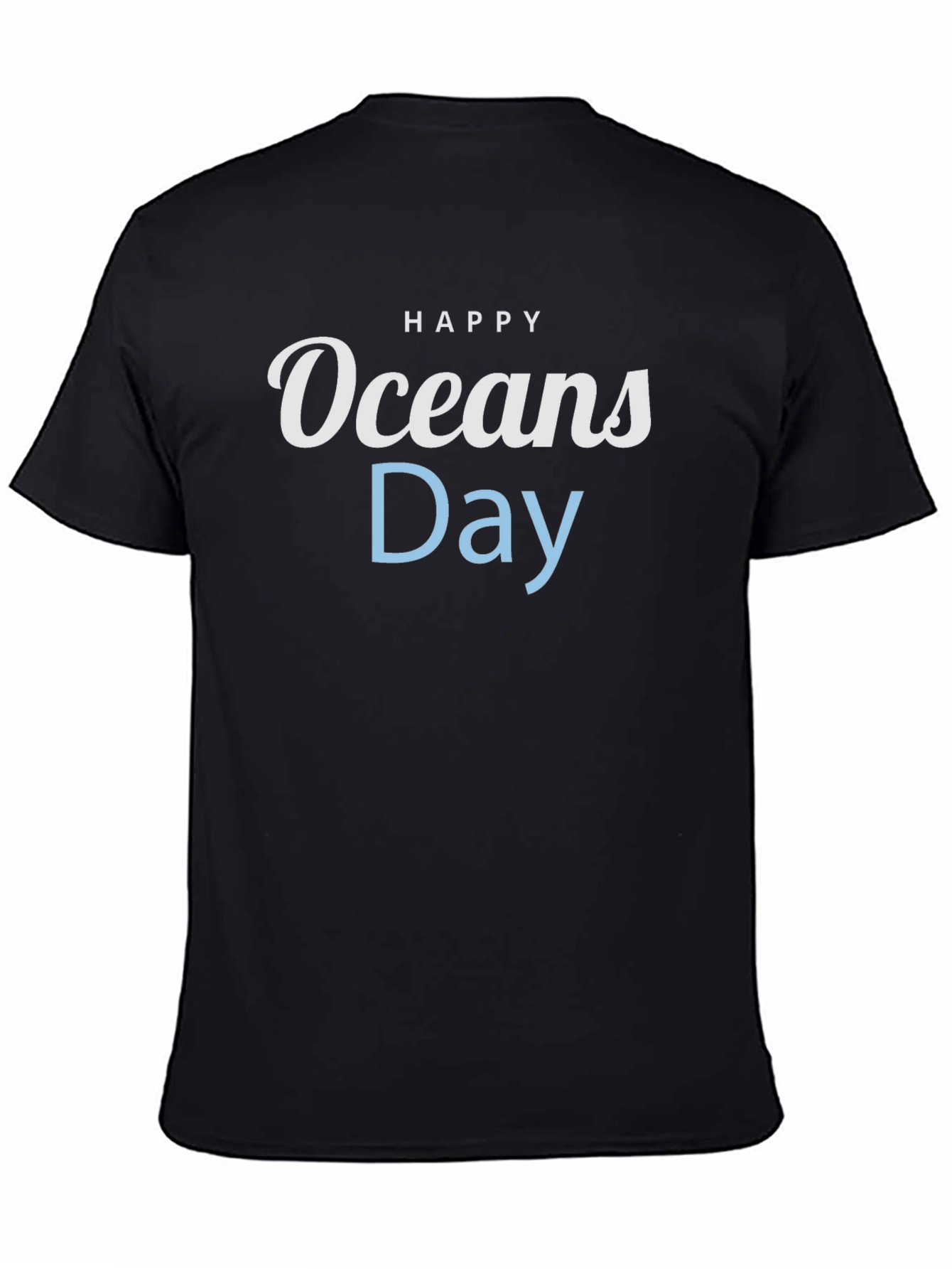 Happy Oceans Day Black T-Shirt