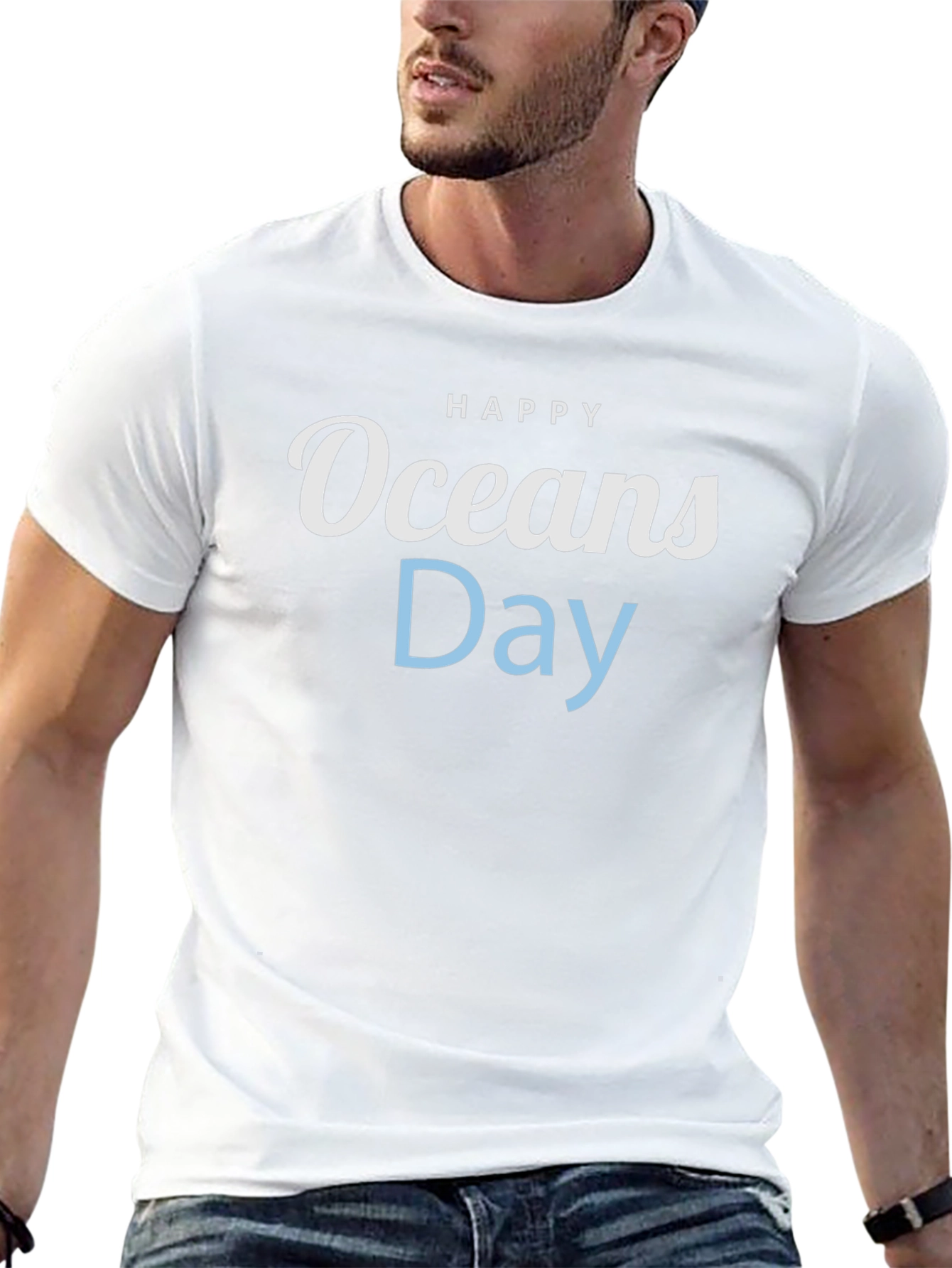 Happy Oceans Day Black T-Shirt