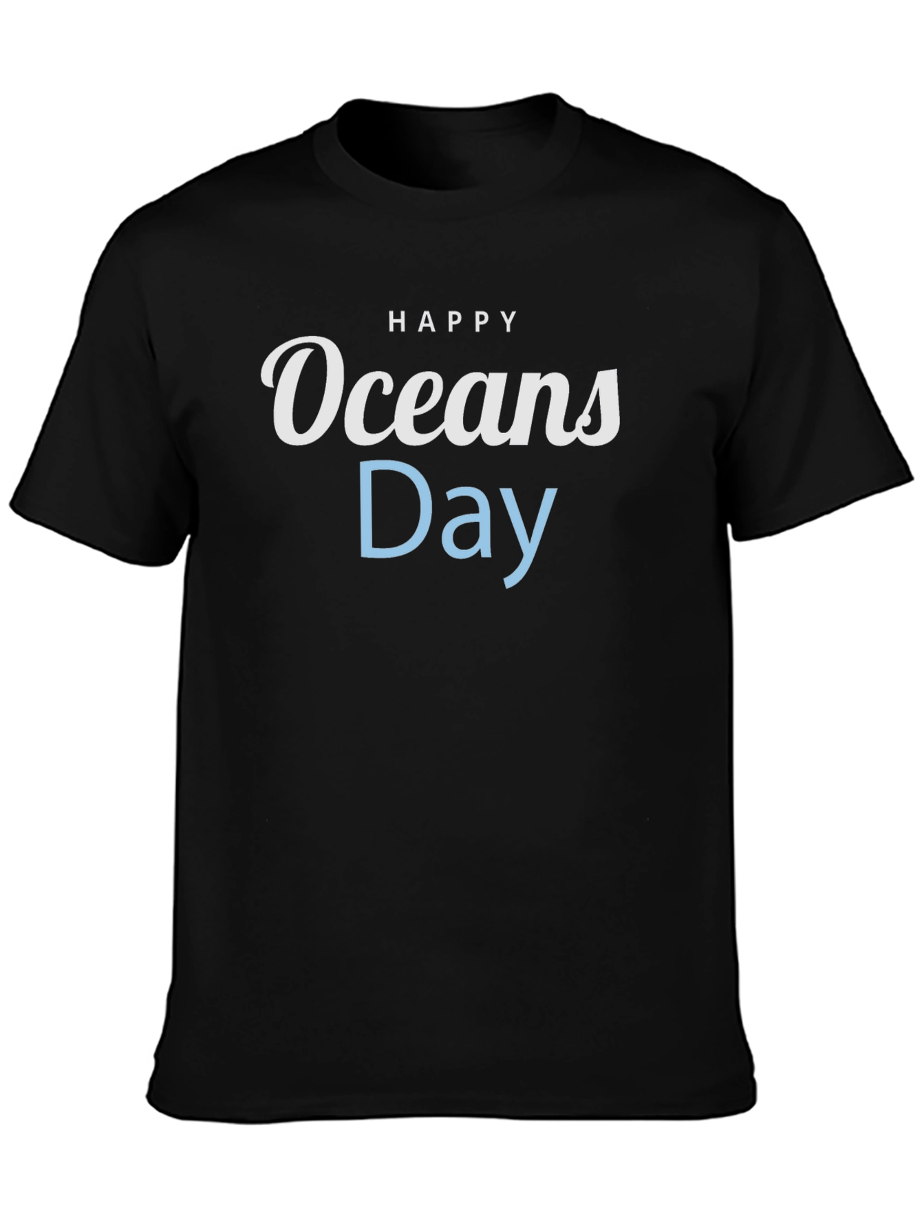 Happy Oceans Day Black T-Shirt