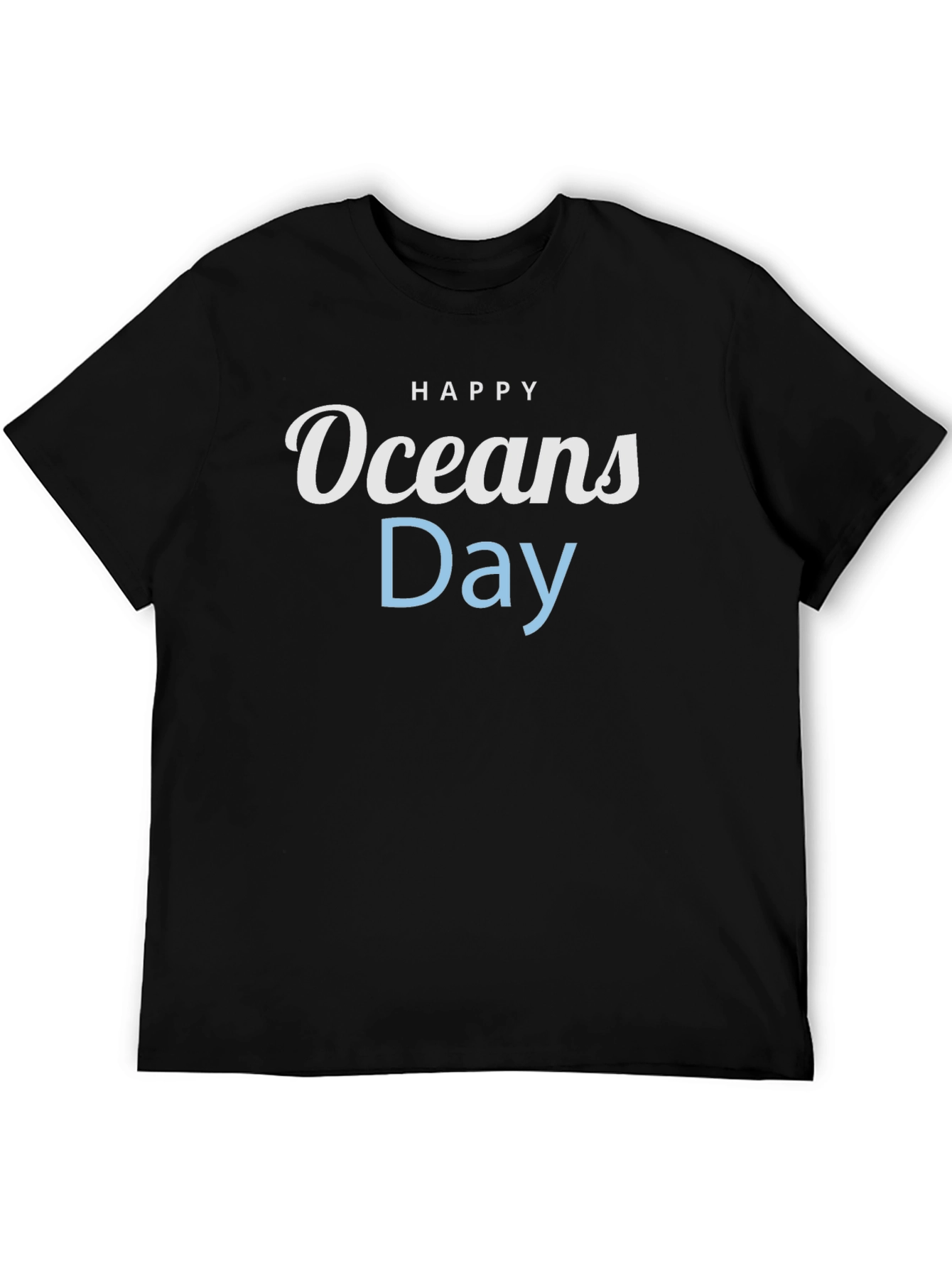 Happy Oceans Day Black T-Shirt