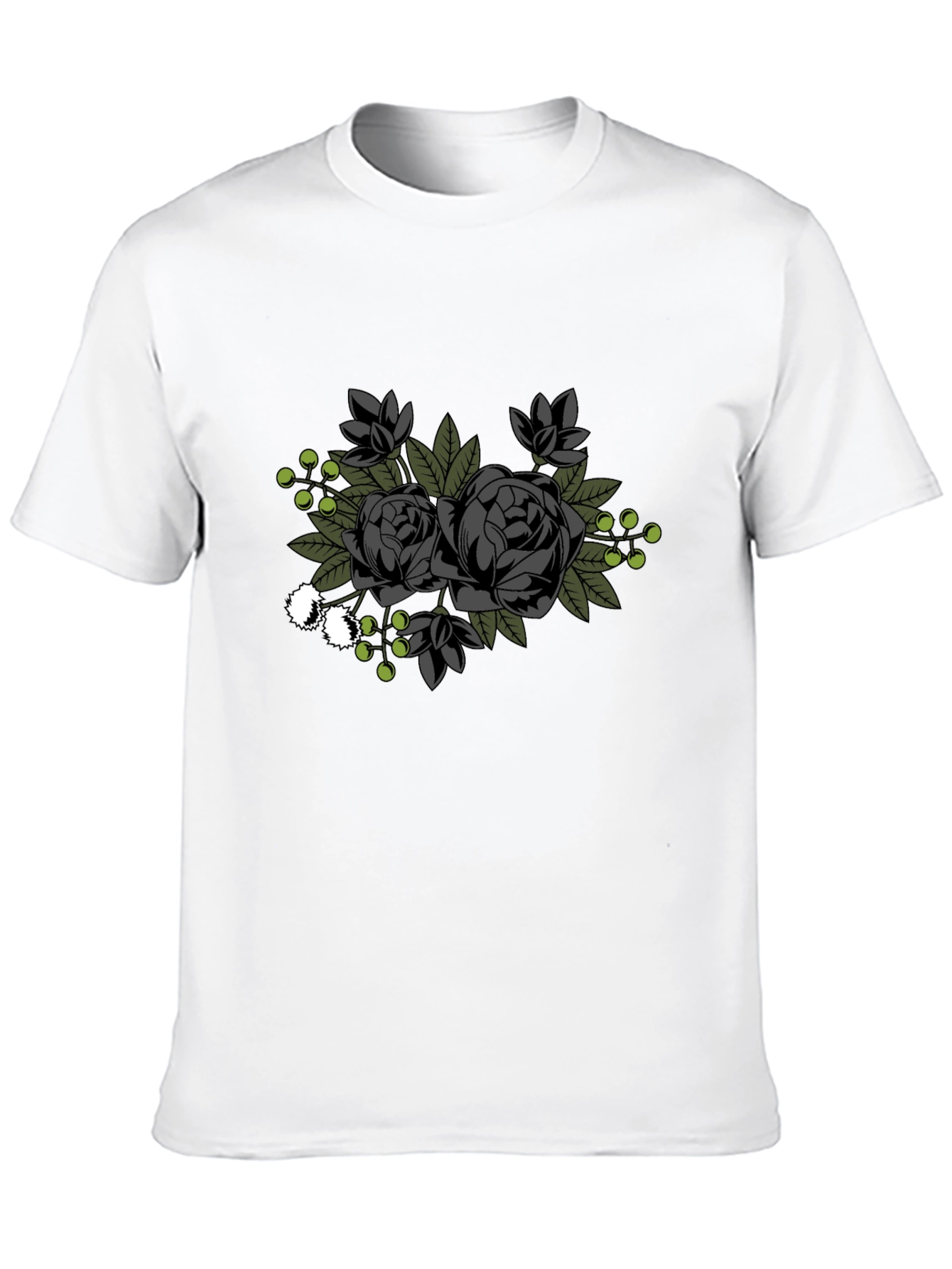 Black Floral Graphic T-Shirt - Stylish Mens Tee