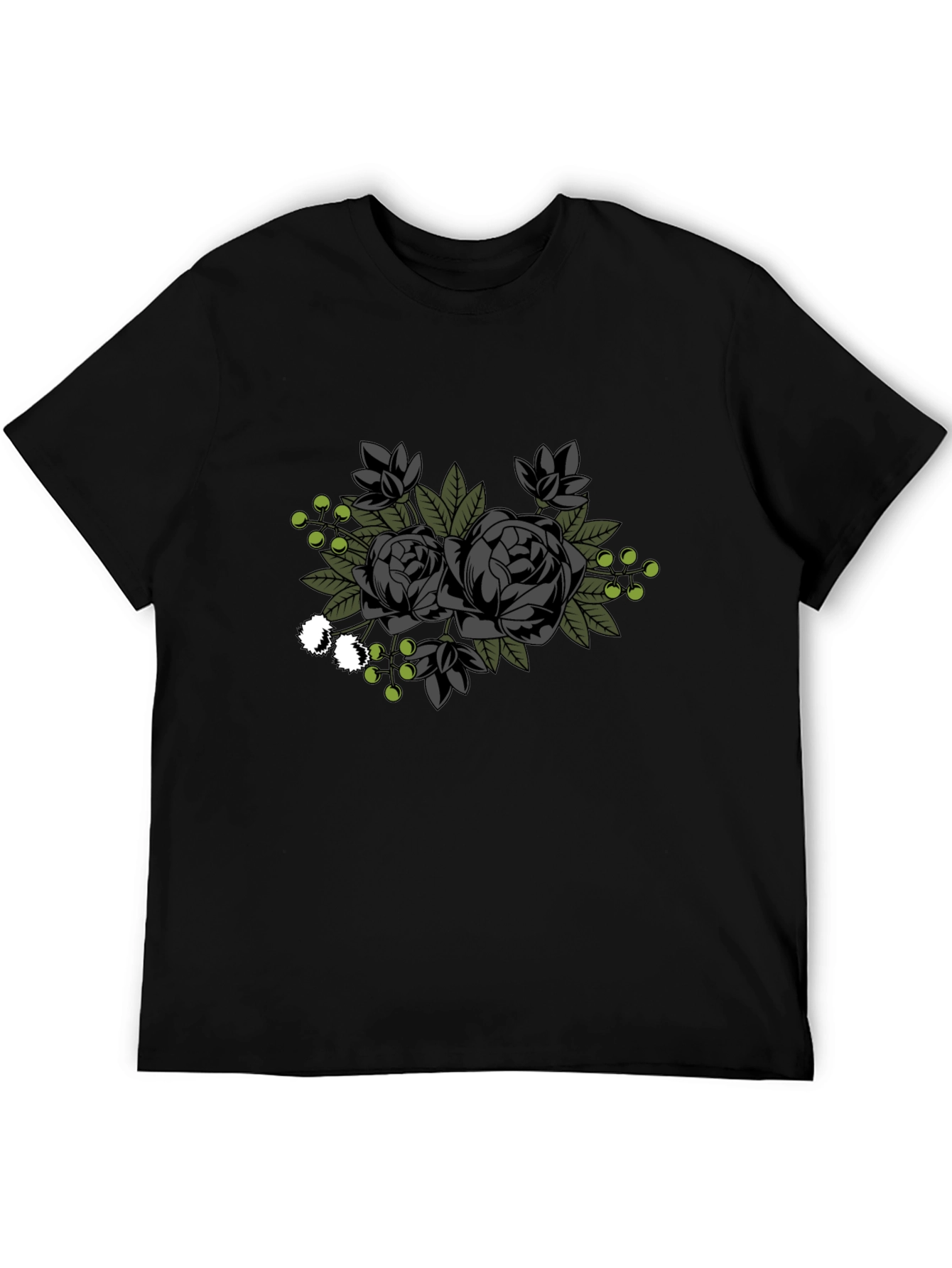 Black Floral Graphic T-Shirt - Stylish Mens Tee