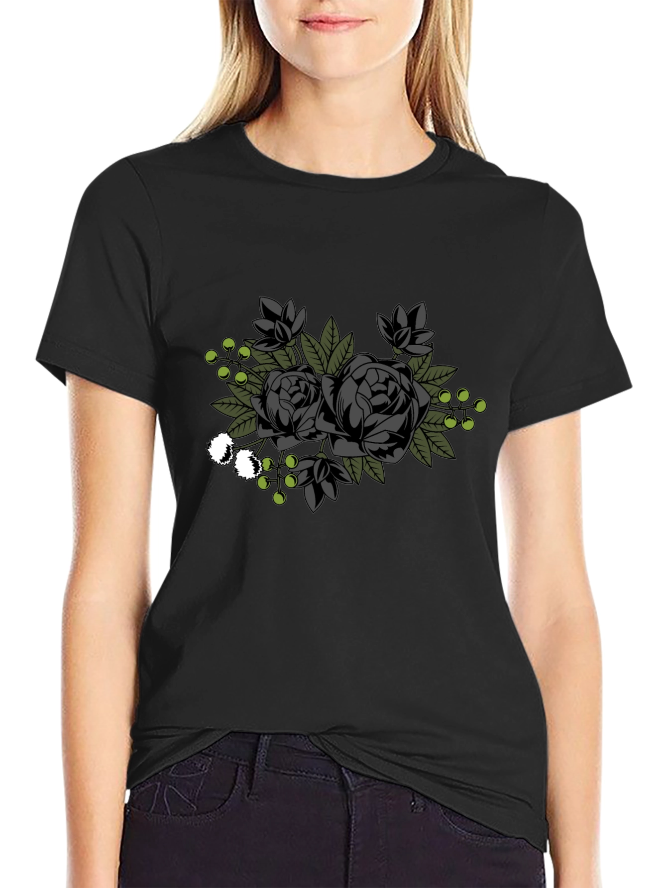 Black Floral Graphic T-Shirt - Stylish Mens Tee