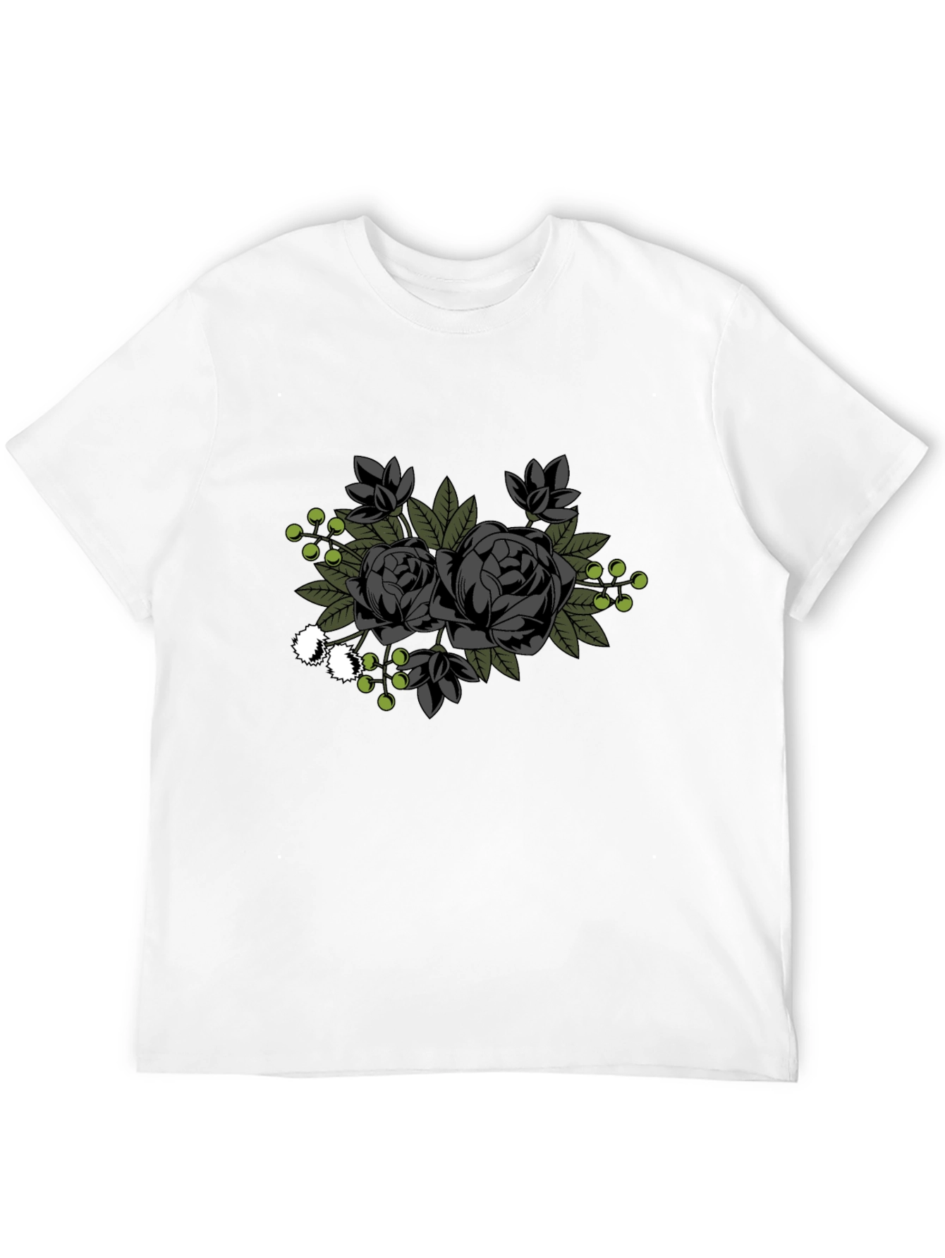 Black Floral Graphic T-Shirt - Stylish Mens Tee