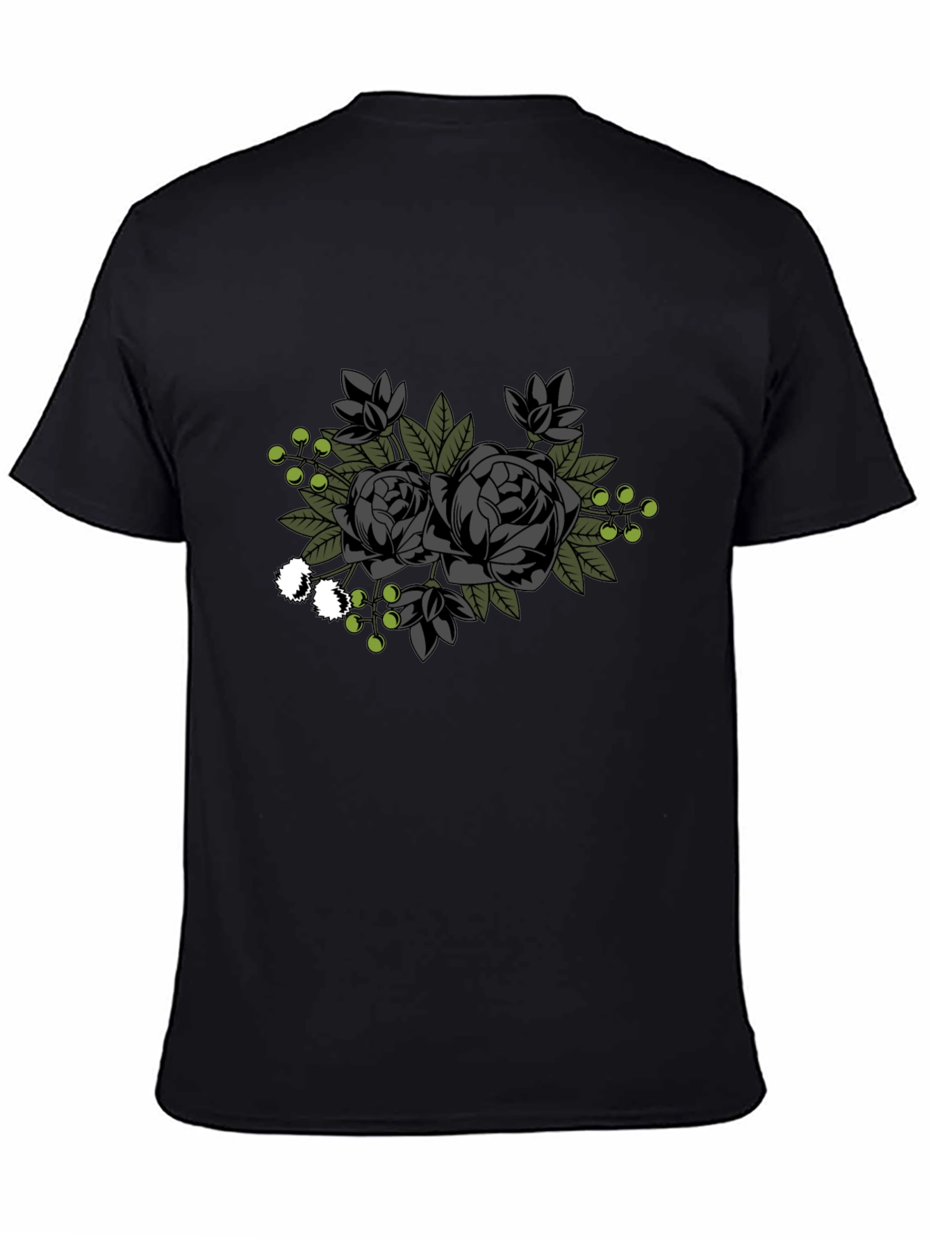 Black Floral Graphic T-Shirt - Stylish Mens Tee
