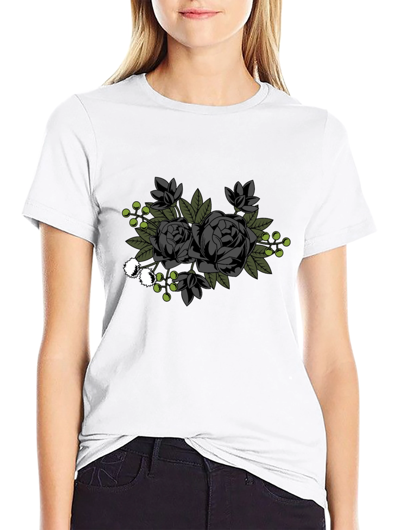 Black Floral Graphic T-Shirt - Stylish Mens Tee