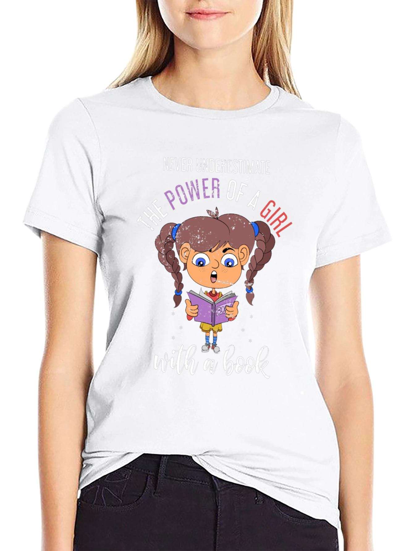 Never Underestimate a Girl with a Book T-Shirt
