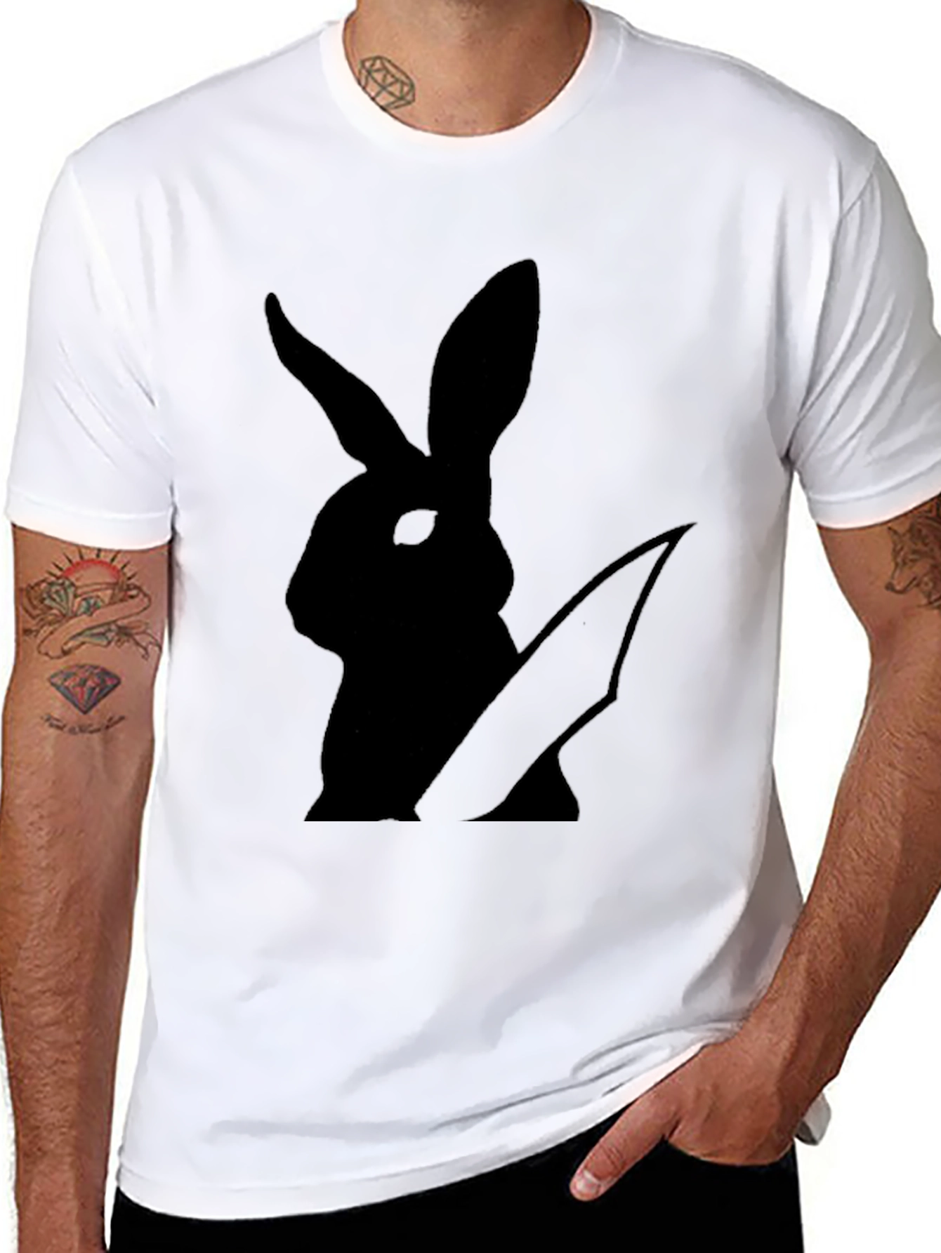Black Rabbit Graphic Tee - Mens Casual Shirt