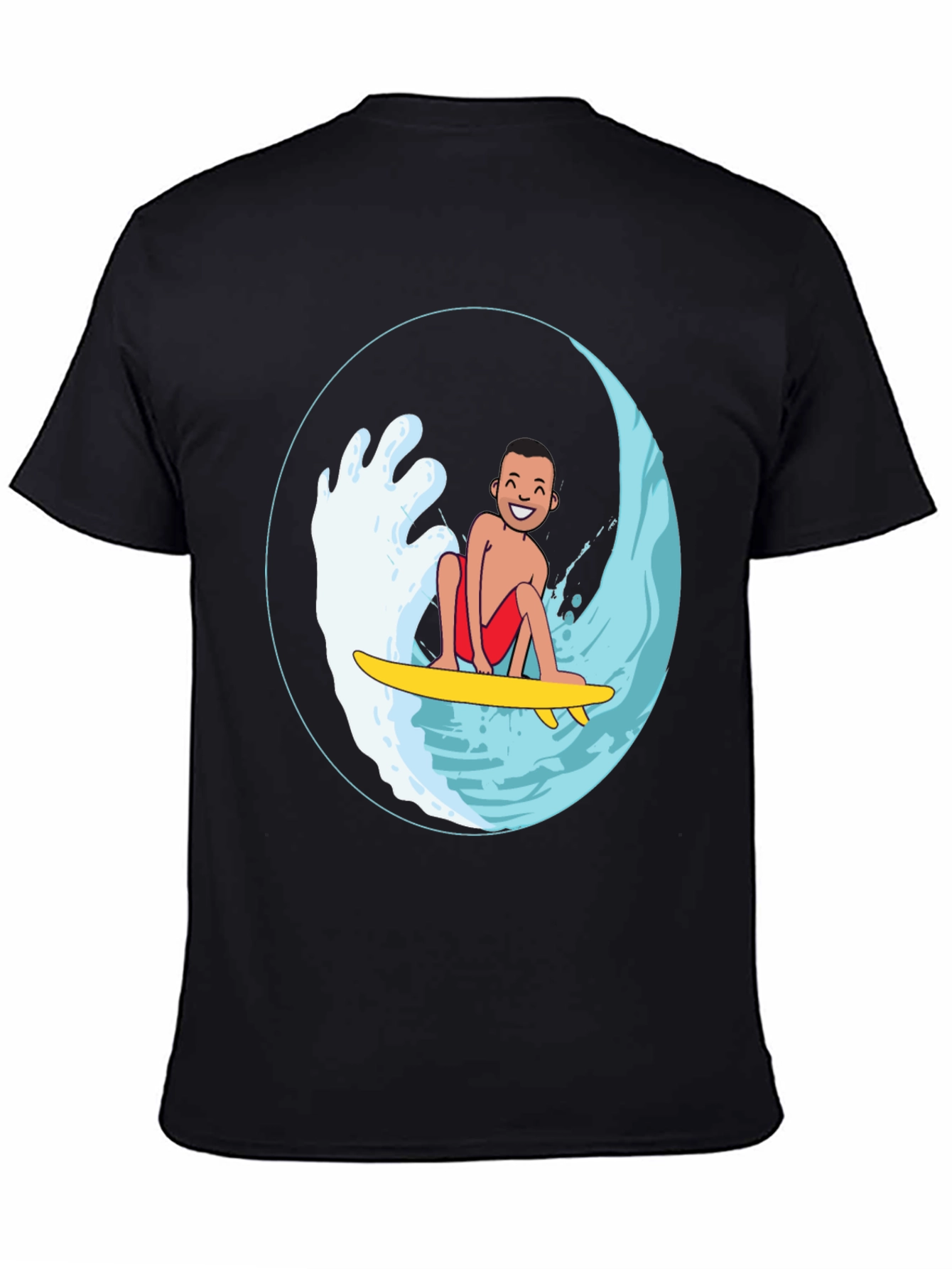 Surfer Dude Graphic T-Shirt - Black