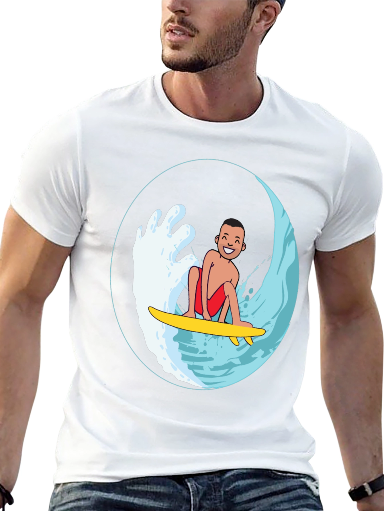 Surfer Dude Graphic T-Shirt - Black