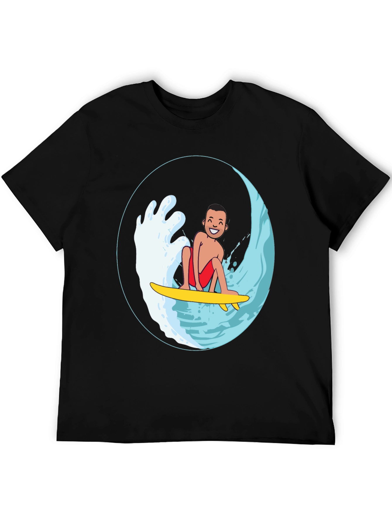 Surfer Dude Graphic T-Shirt - Black