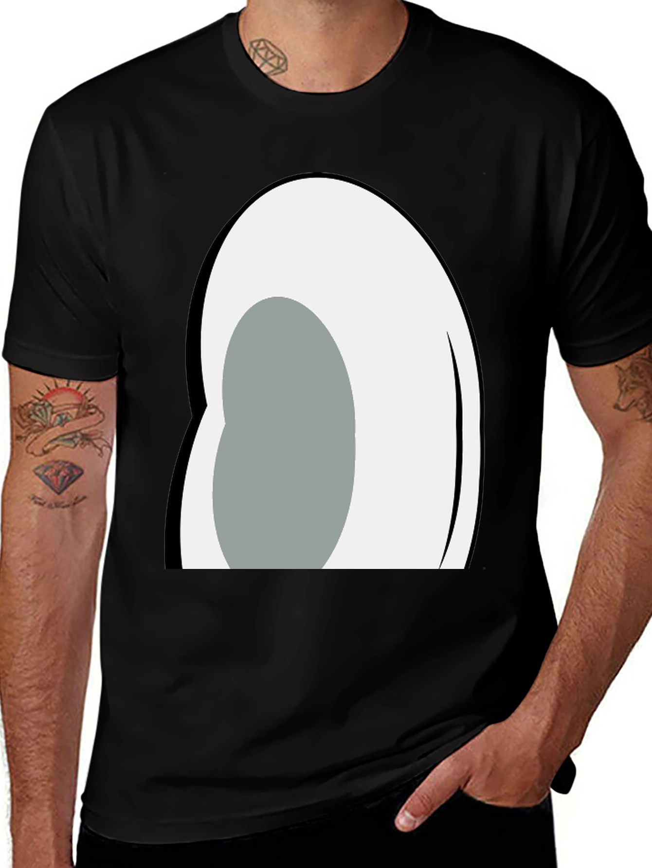 Cartoon Eye Graphic Black T-Shirt