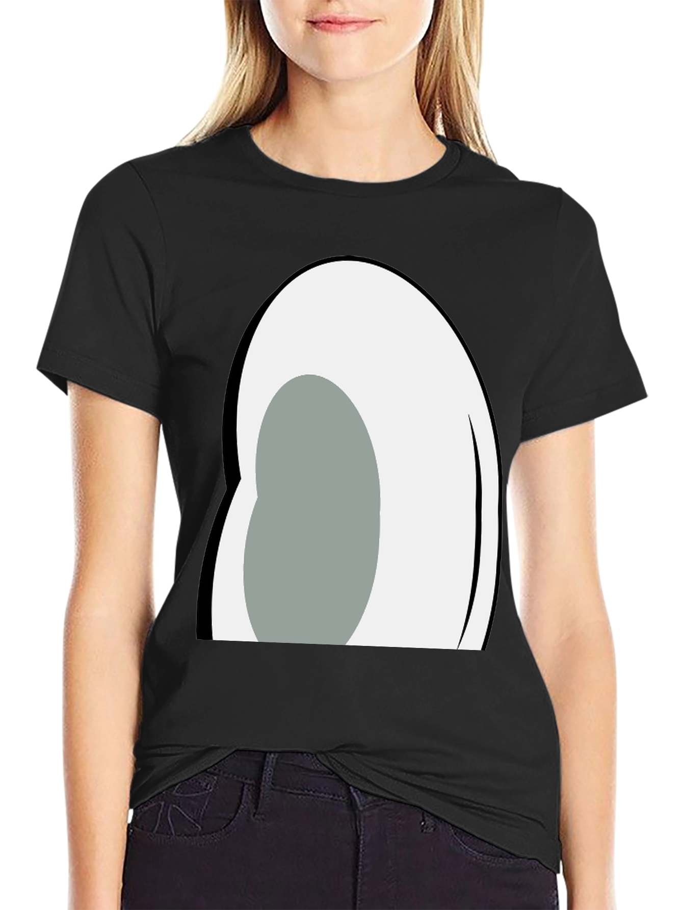 Cartoon Eye Graphic Black T-Shirt