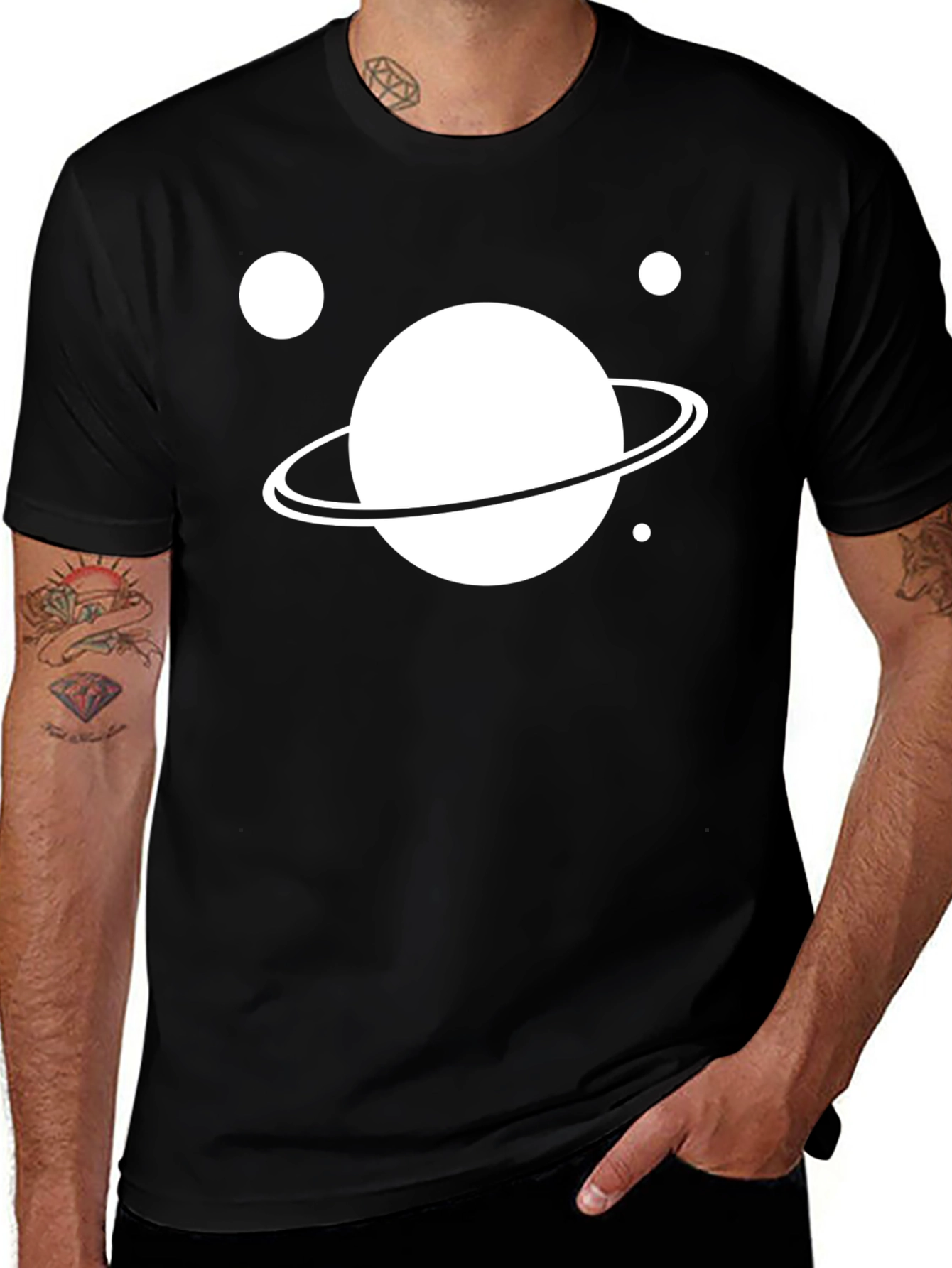 Planet Graphic Tee - Black Cotton Casual Shirt