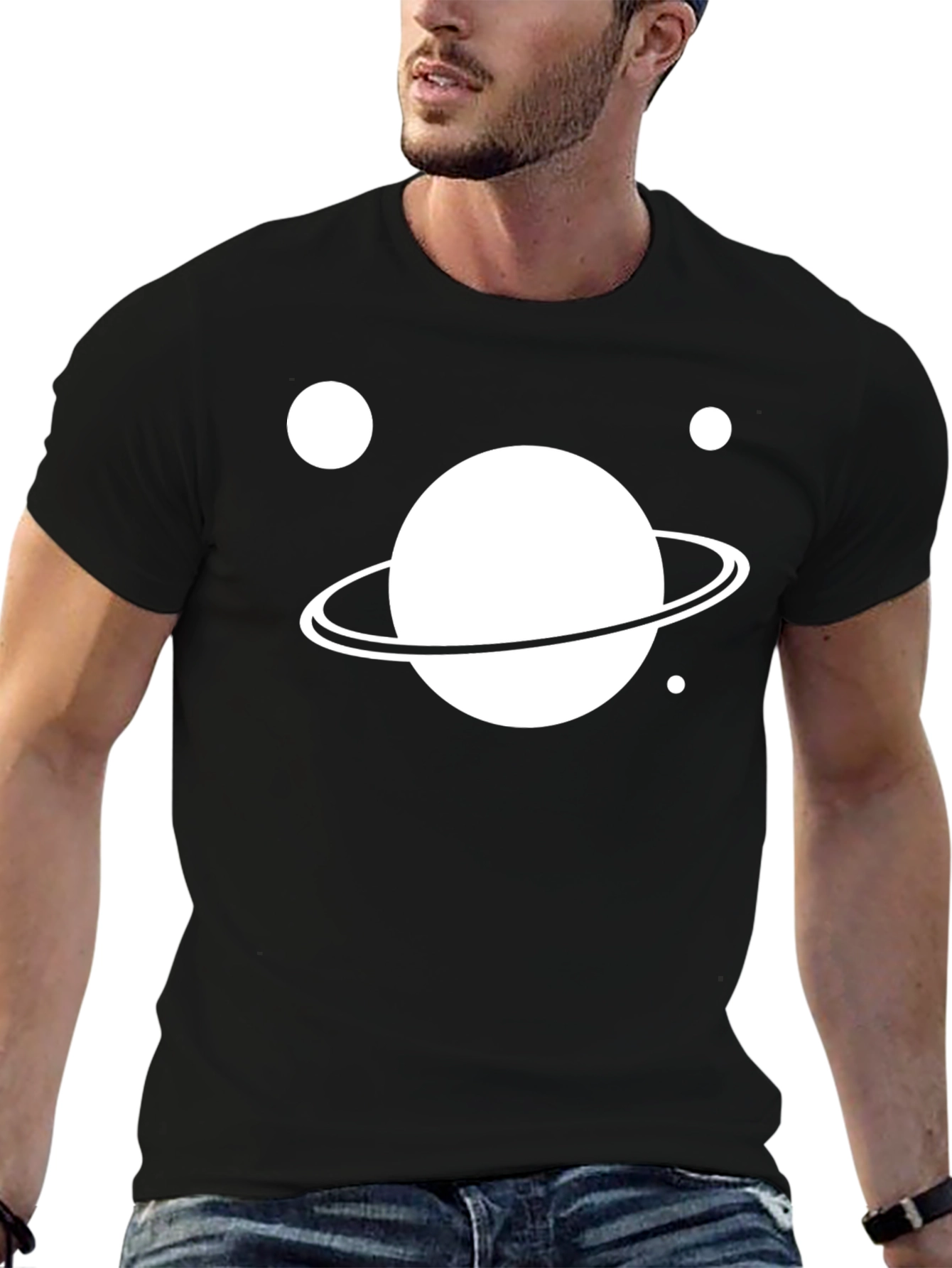 Planet Graphic Tee - Black Cotton Casual Shirt