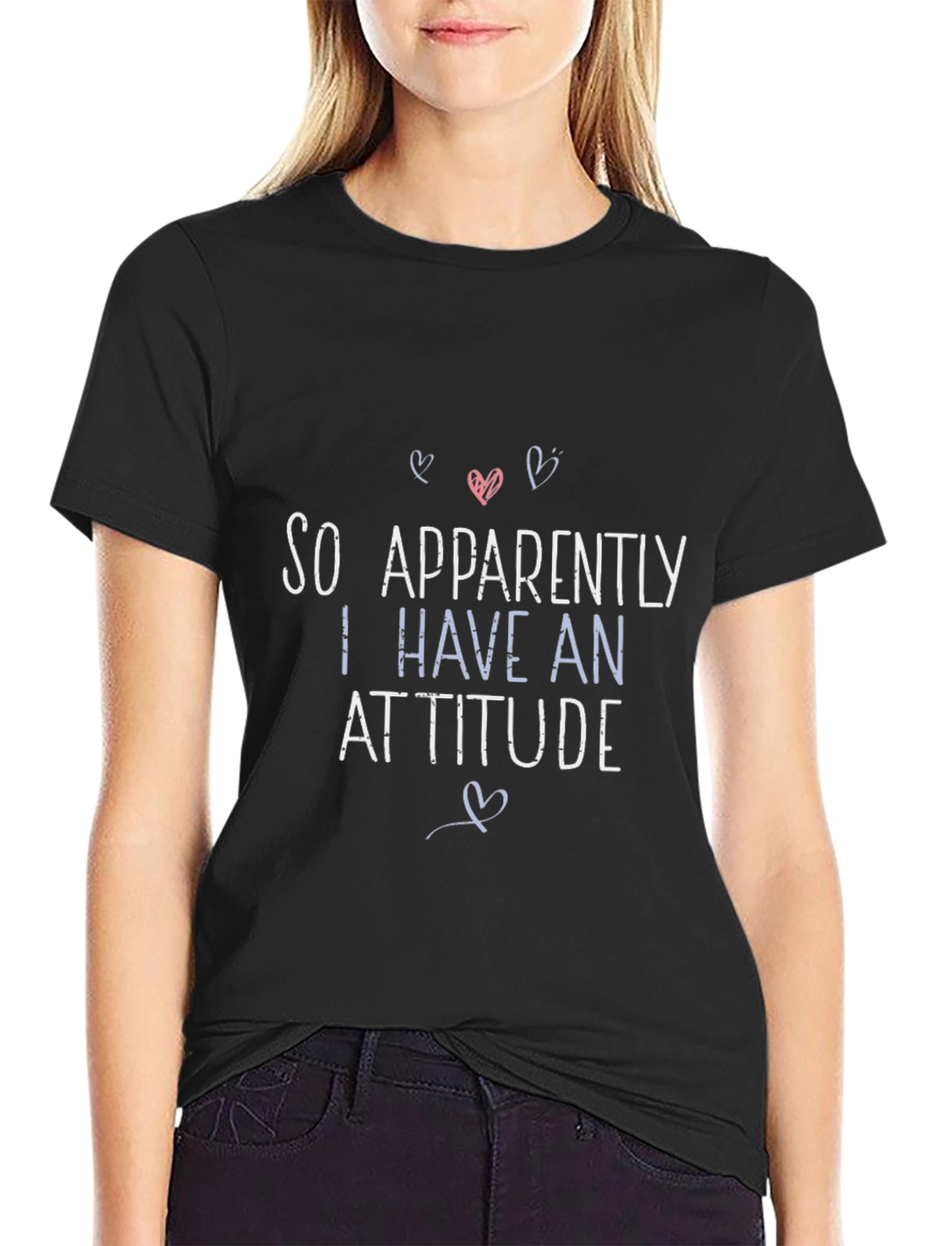 Funny Attitude T-Shirt - Black Crew Neck Tee
