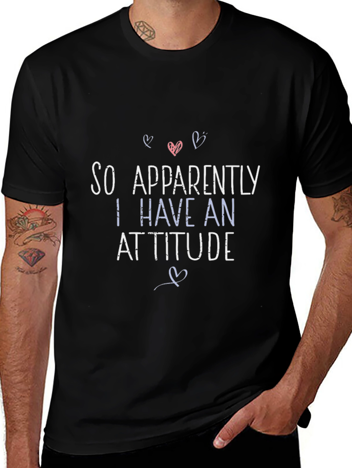 Funny Attitude T-Shirt - Black Crew Neck Tee