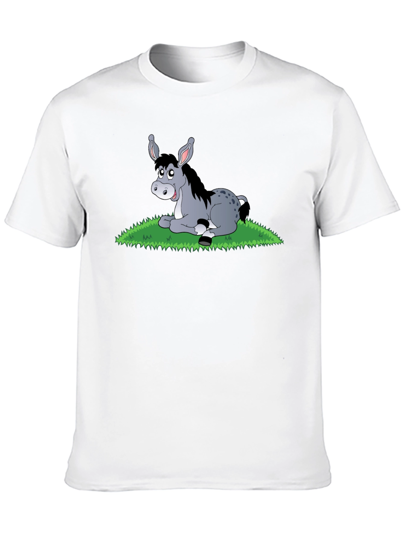 Cute Donkey Cartoon Black T-Shirt