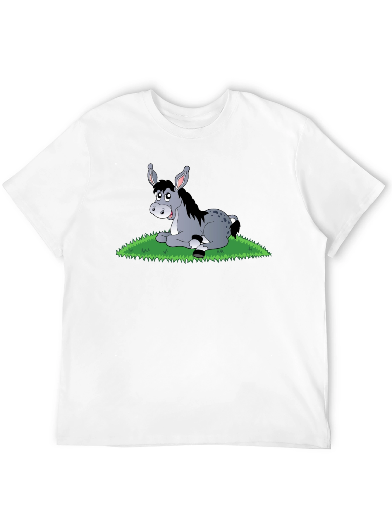 Cute Donkey Cartoon Black T-Shirt