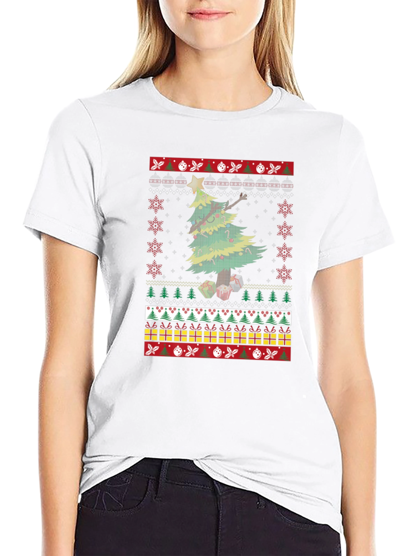 Festive Christmas Tree Ugly Sweater T-Shirt