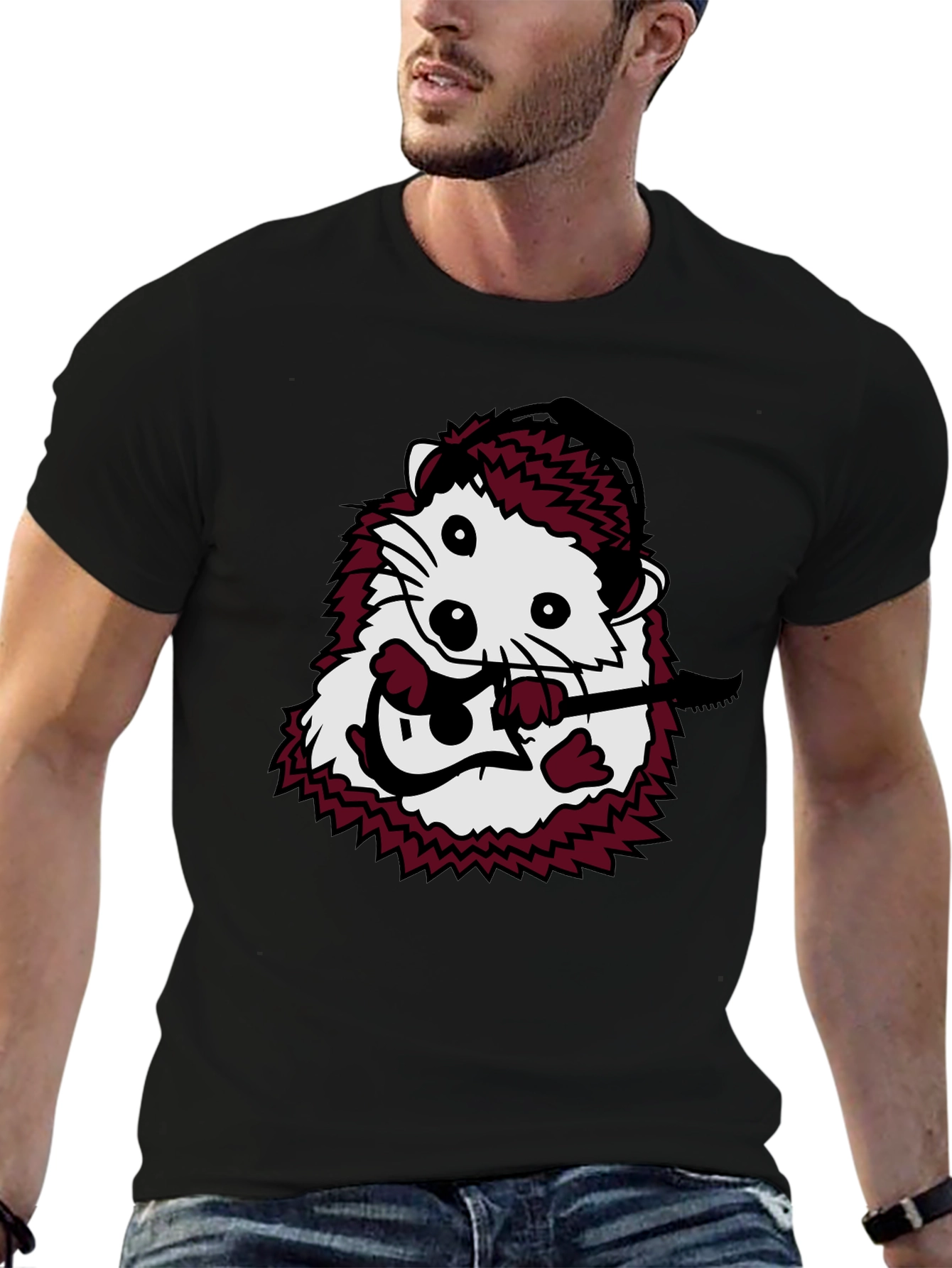 Hedgehog Guitarist Graphic T-Shirt