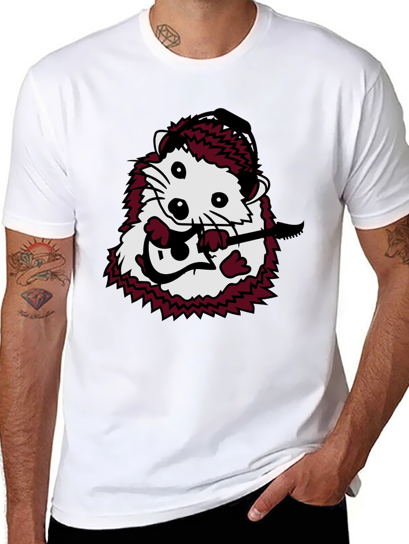 Hedgehog Guitarist Graphic T-Shirt
