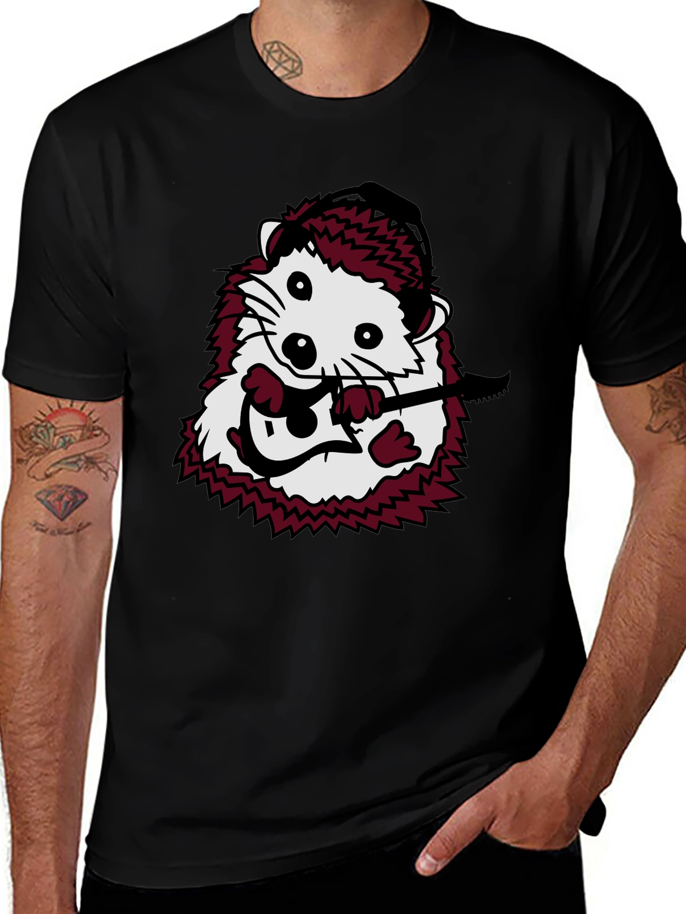 Hedgehog Guitarist Graphic T-Shirt